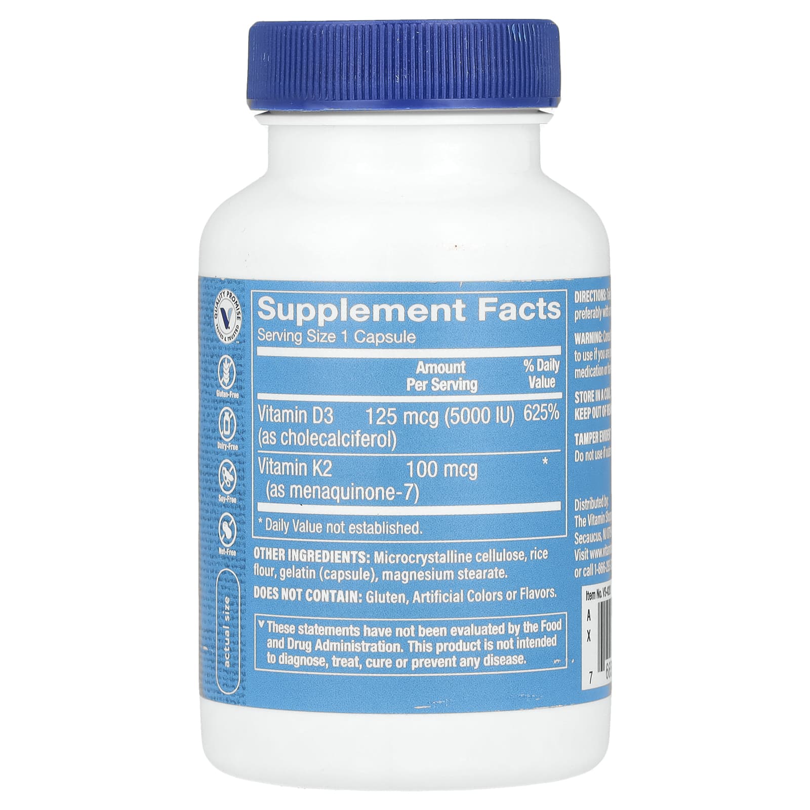 The Vitamin Shoppe, Витамины D3 и K2, 120 капсул