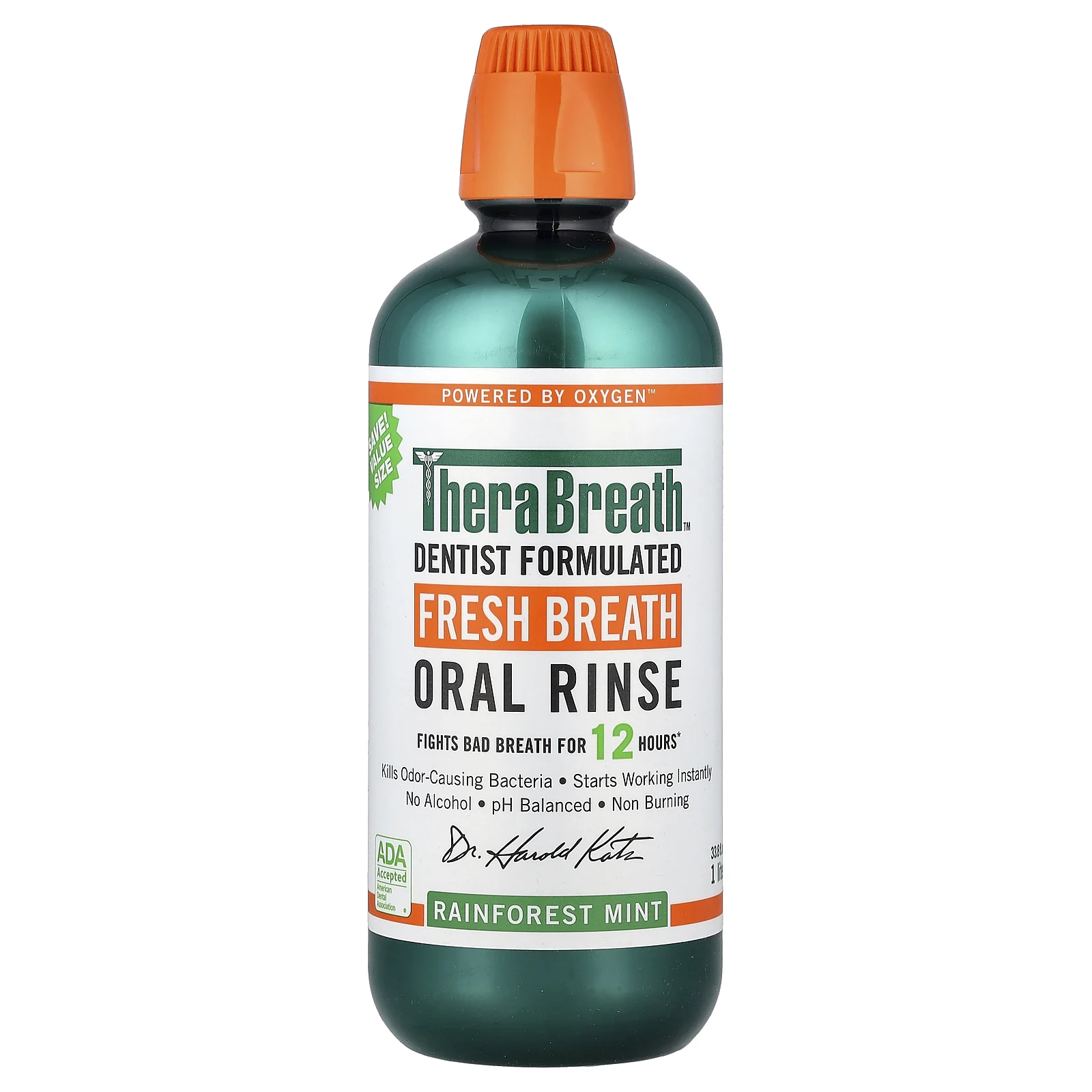TheraBreath, ополаскиватель для рта, для свежести дыхания, тропическая мята, 1 л (33,8 жидк. унции)