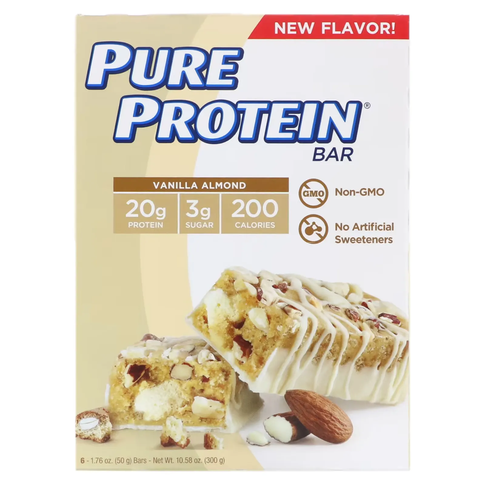 Pure Protein, Ванильный и миндальный батончики, 6 батончиков, 50 г (1,76 унции)