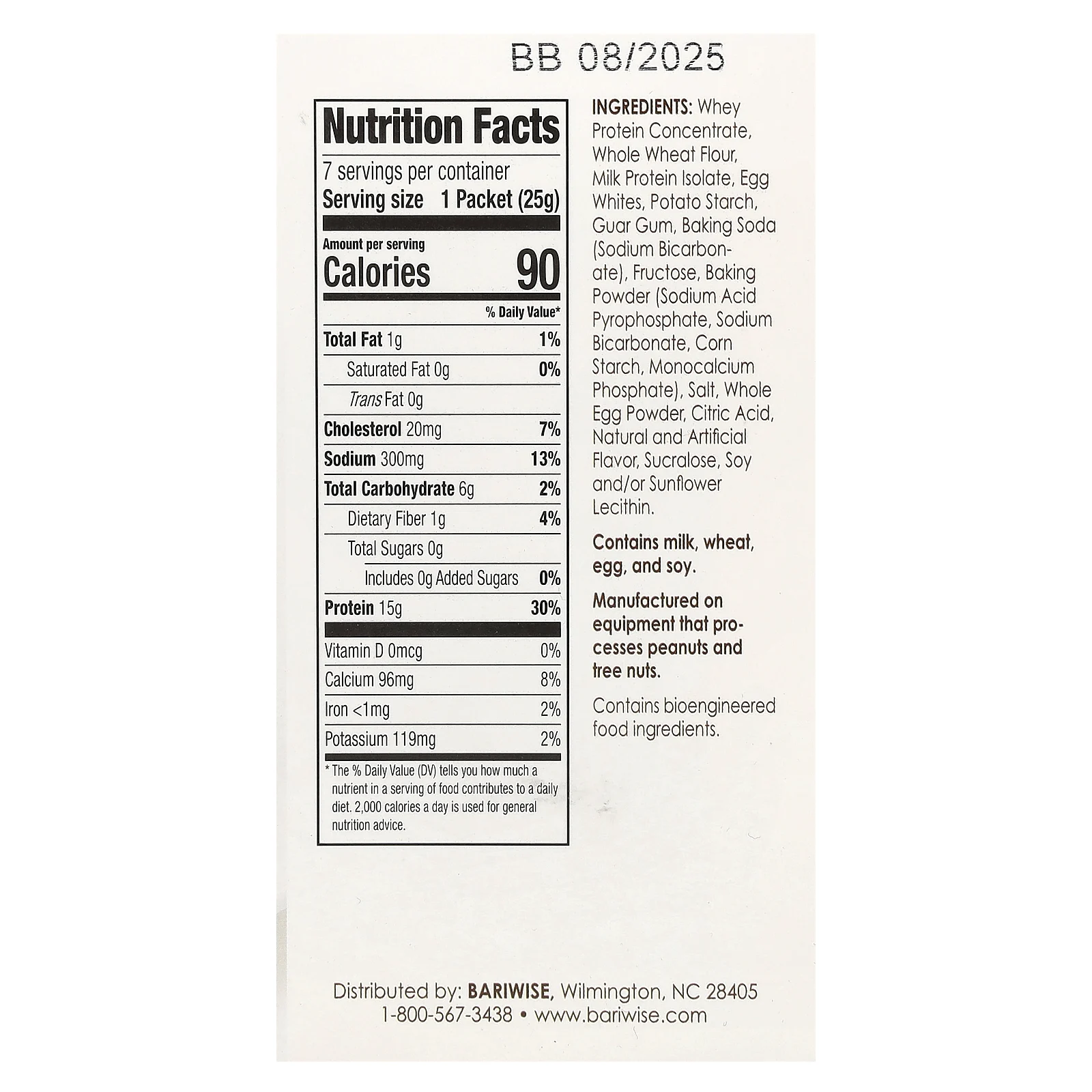 BariWise, протеиновая смесь для выпекания блинов и вафель, Golden Delicious, 7 пакетиков по 25 г (0,88 унции)