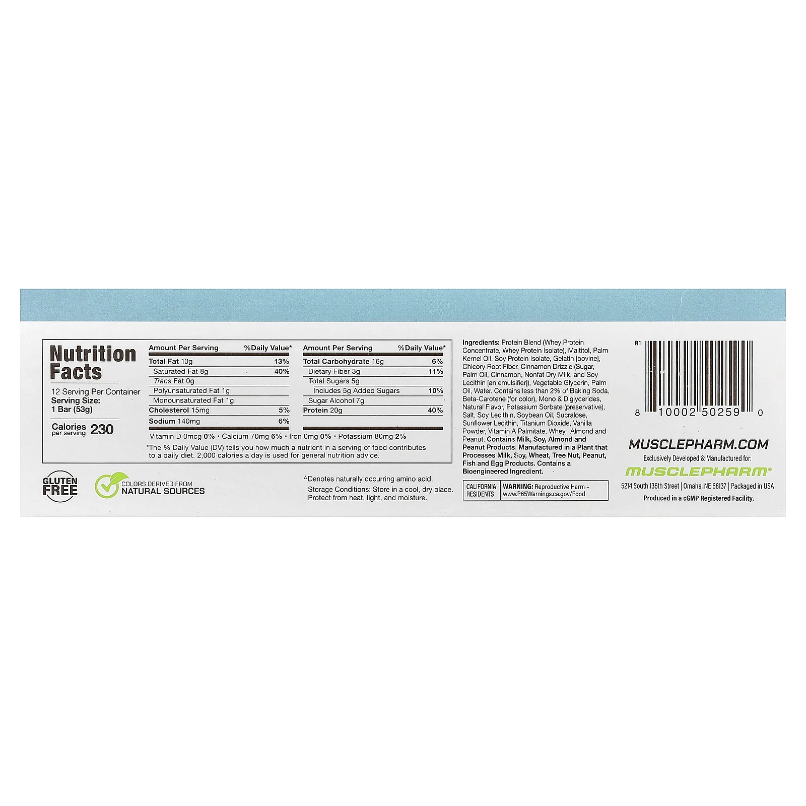 MusclePharm, Протеиновый батончик Combat Ready ™, булочка с корицей, 12 батончиков, 53 г (1,87 унции)