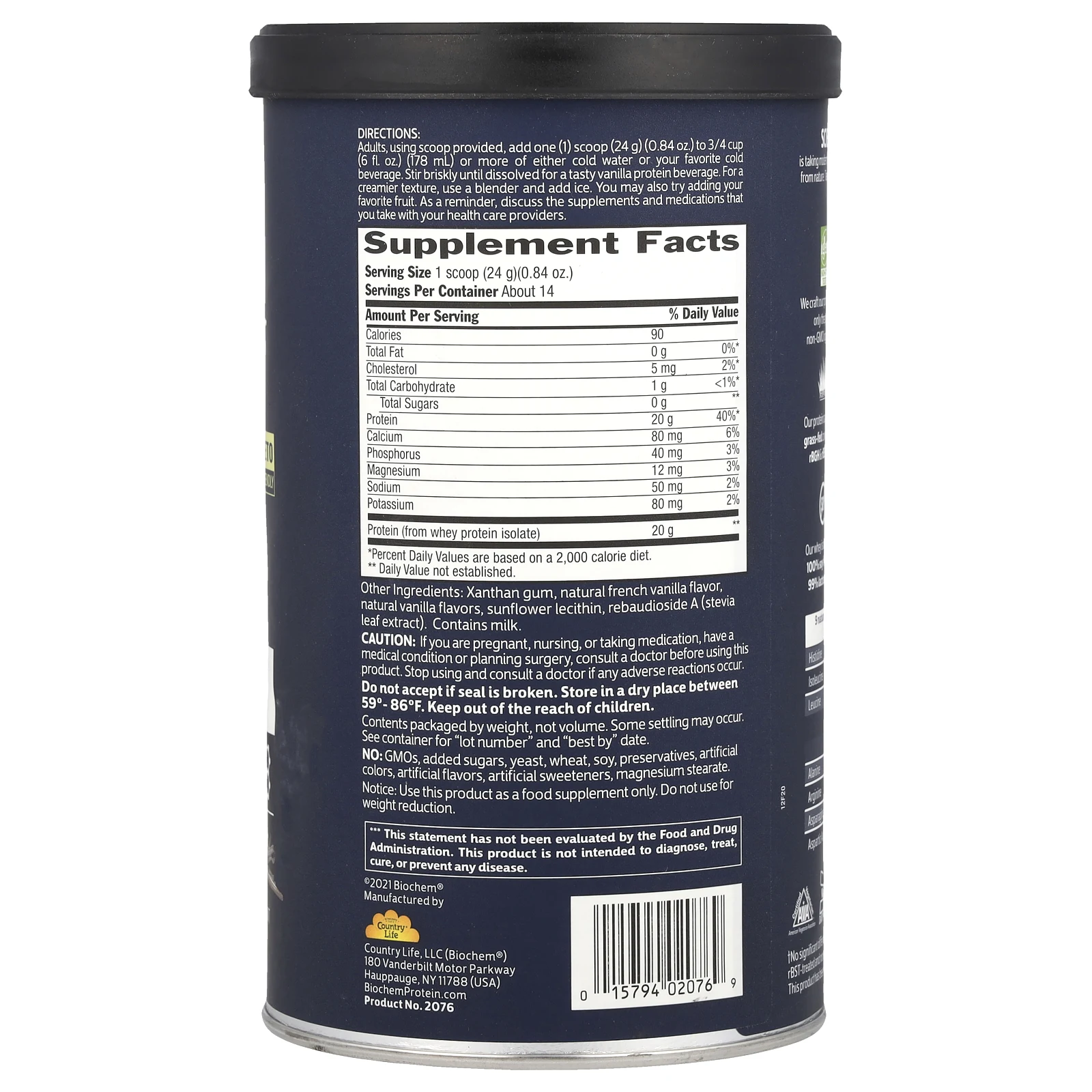 Biochem, 100% изолят сывороточного протеина, без сахара, ваниль, 336 г (11,8 унции)