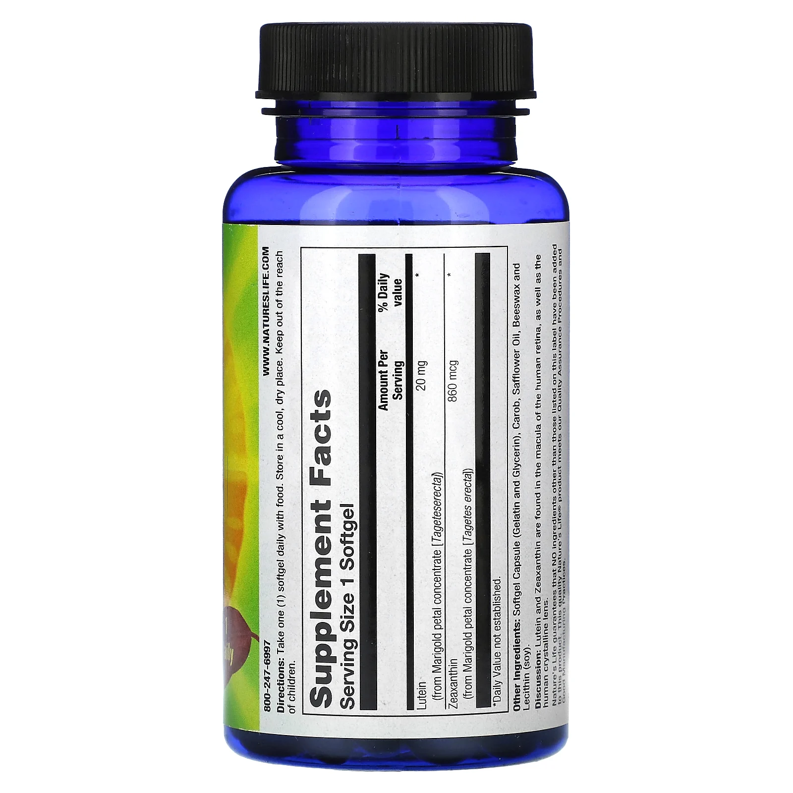 Nature's Life, лютеин, 20 мг, 60 капсул