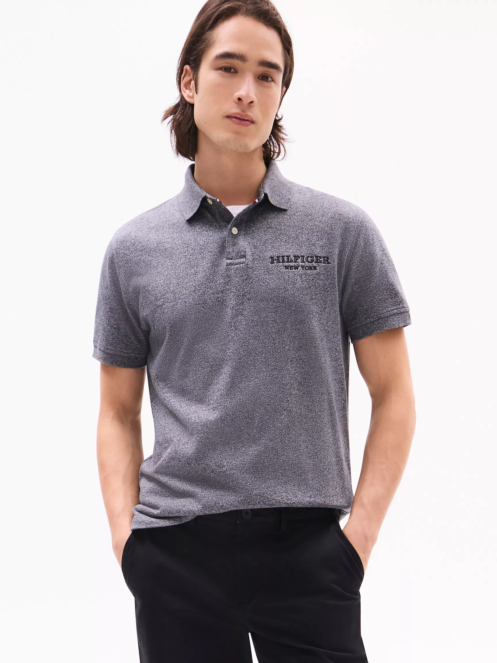 Мужское поло Tommy Hilfiger, Стандартное поло с логотипом Monotype из меланжевой ткани