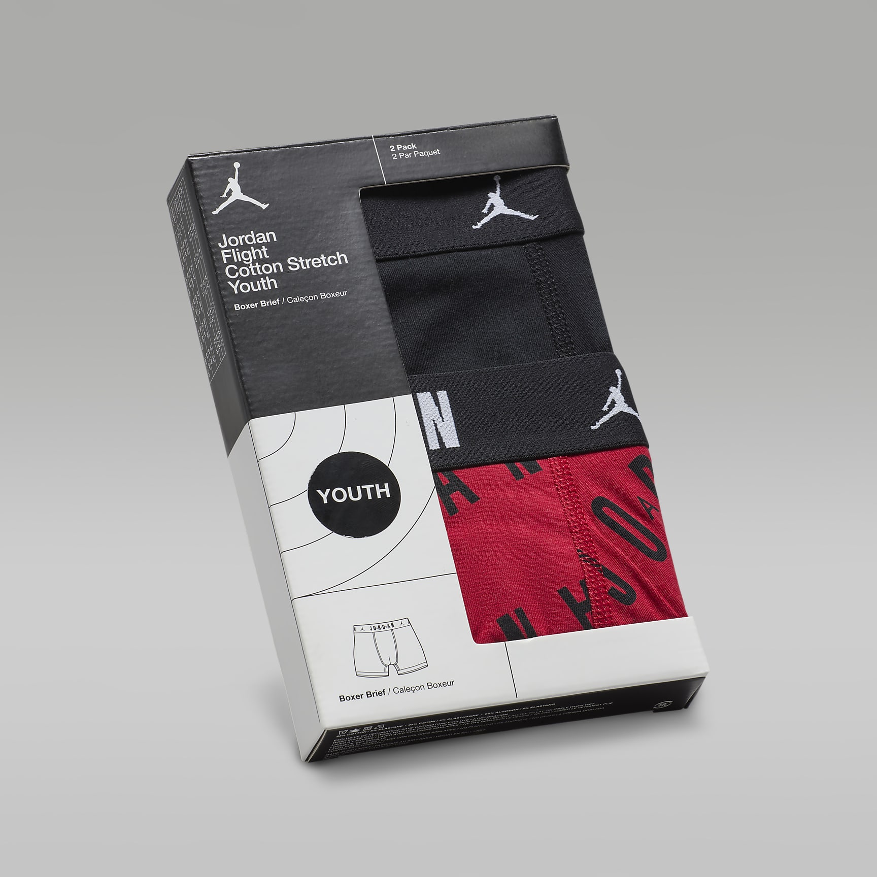 Jordan Dri-FIT Cotton Essentials Big Kids' Flight Boxer Briefs (2-Pack)