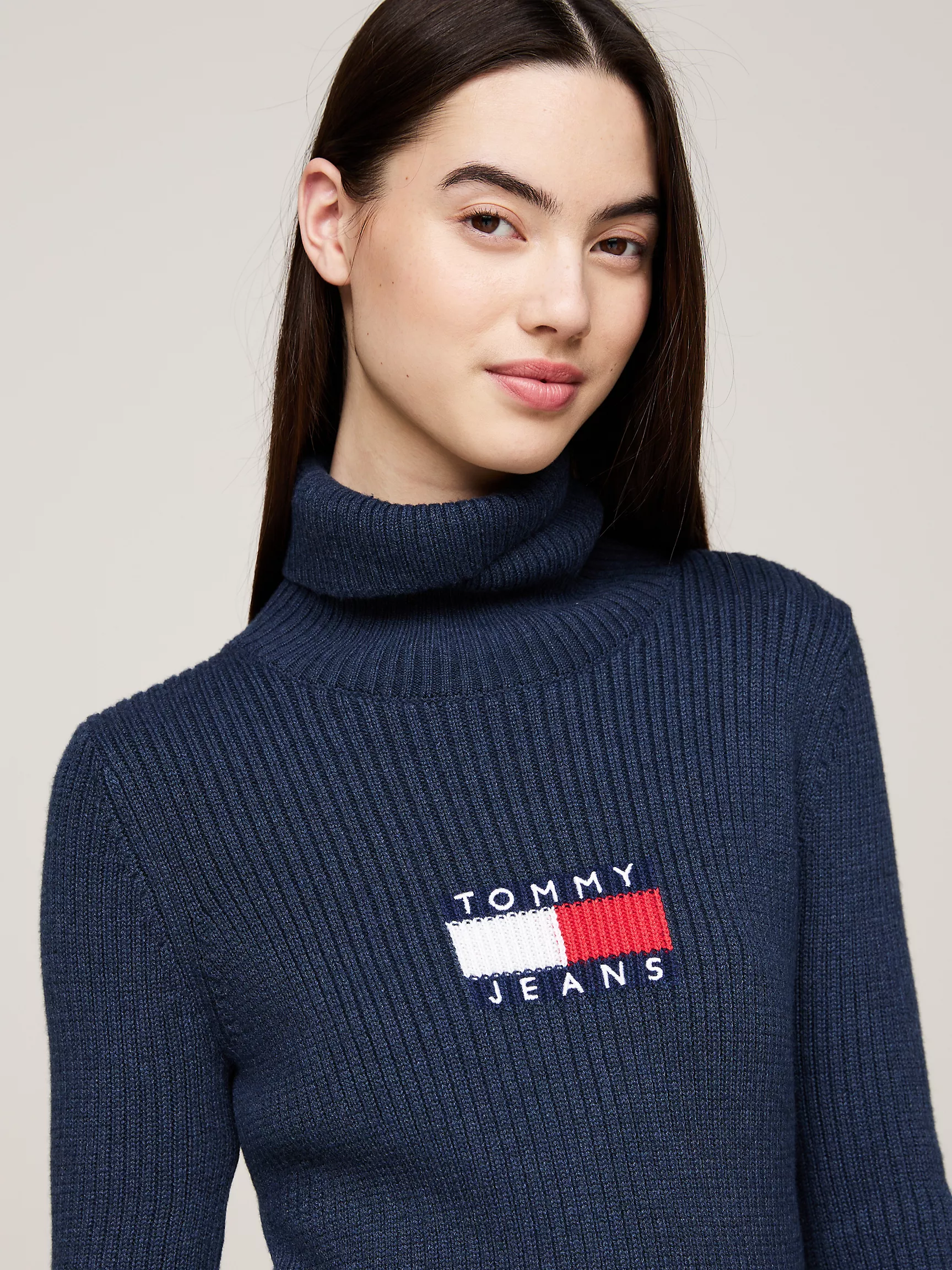 Женский свитер Tommy Hilfiger, Укороченный приталенный свитер с высоким воротником