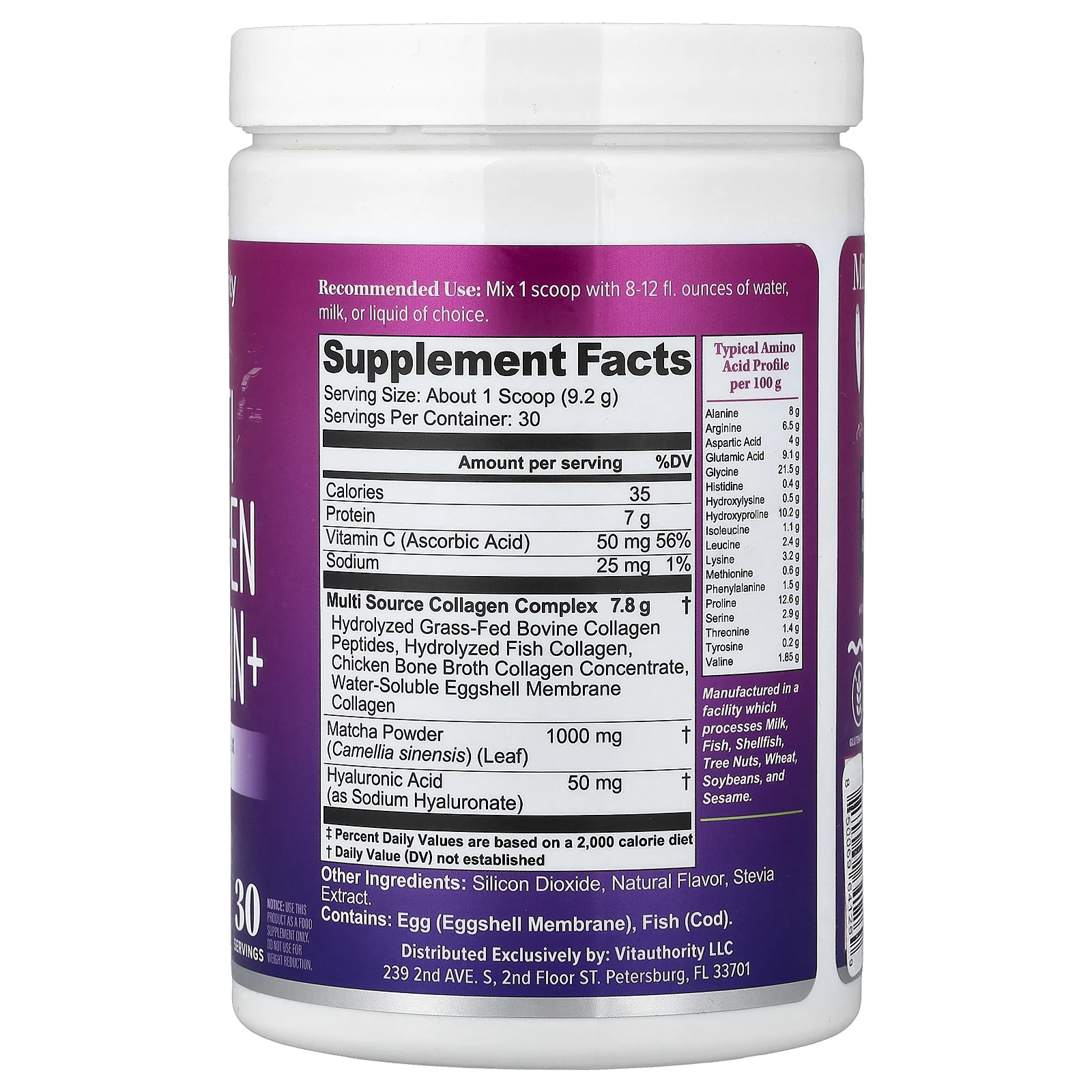 Vitauthority, Collagen Protein+, мультиколлагеновый протеин, матча, 276 г (9,73 унции)