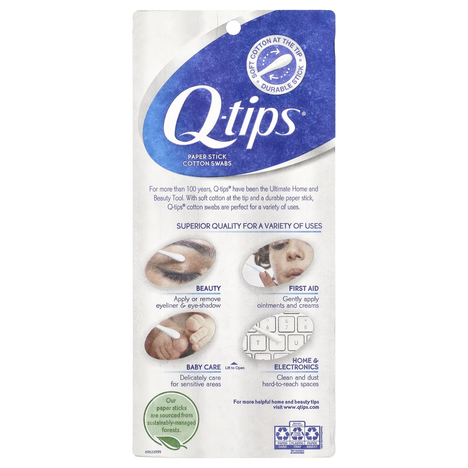 Q-tips, Ватные палочки, 750 тампонов