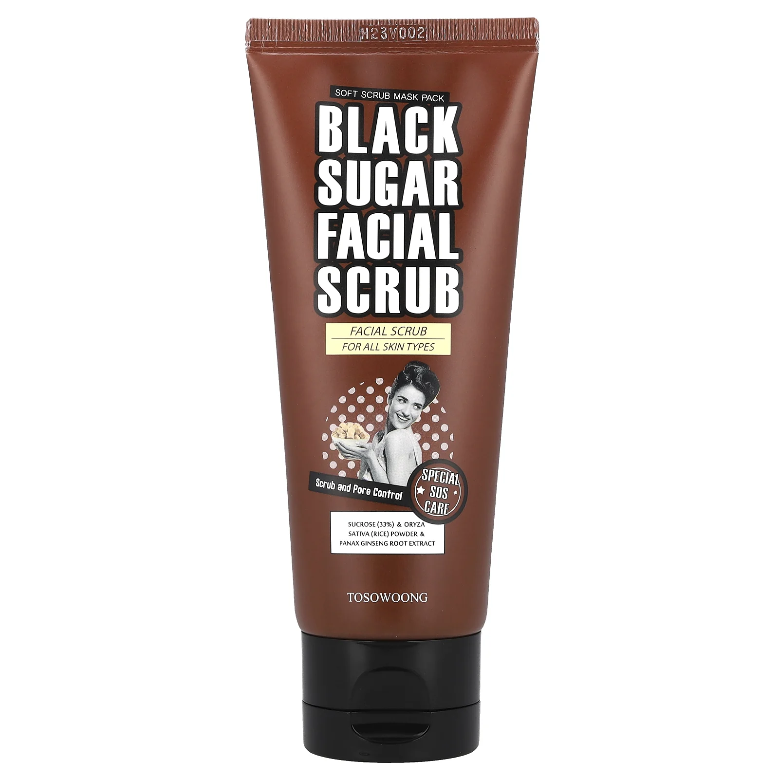 Tosowoong, Скраб для лица с черным сахаром, 100 мл (3,38 жидк. Унции)