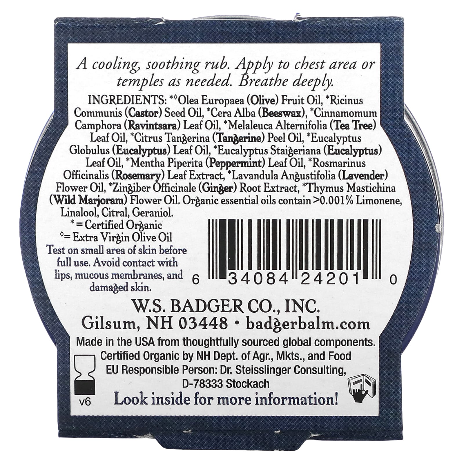 Badger Company, Органическая ароматическая мазь с эвкалиптом и мятой, .75 унций (21 г)