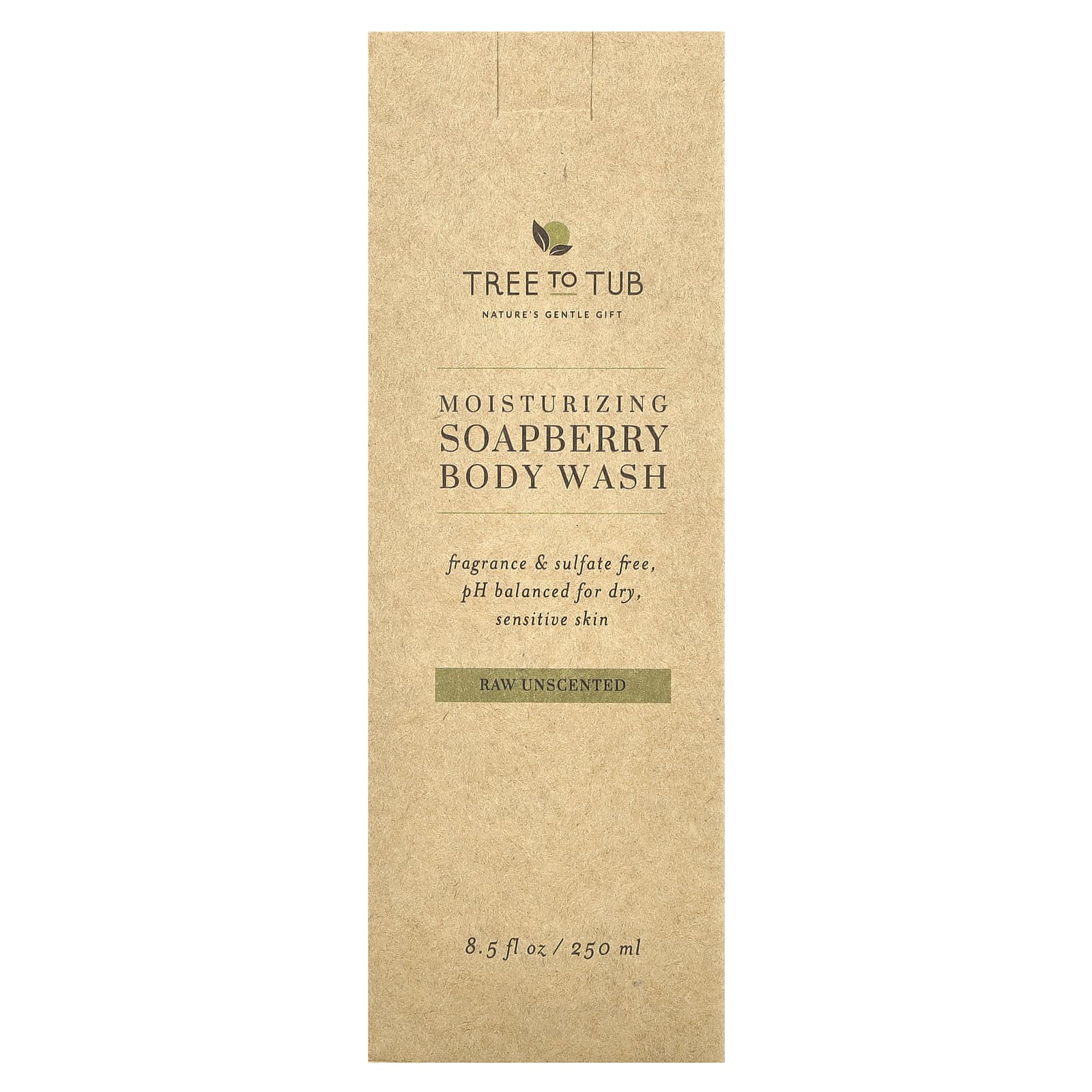 Tree To Tub, увлажняющий гель для душа с мыльным деревом, необработанный, без запаха, 250 мл (8,5 жидк. унции)
