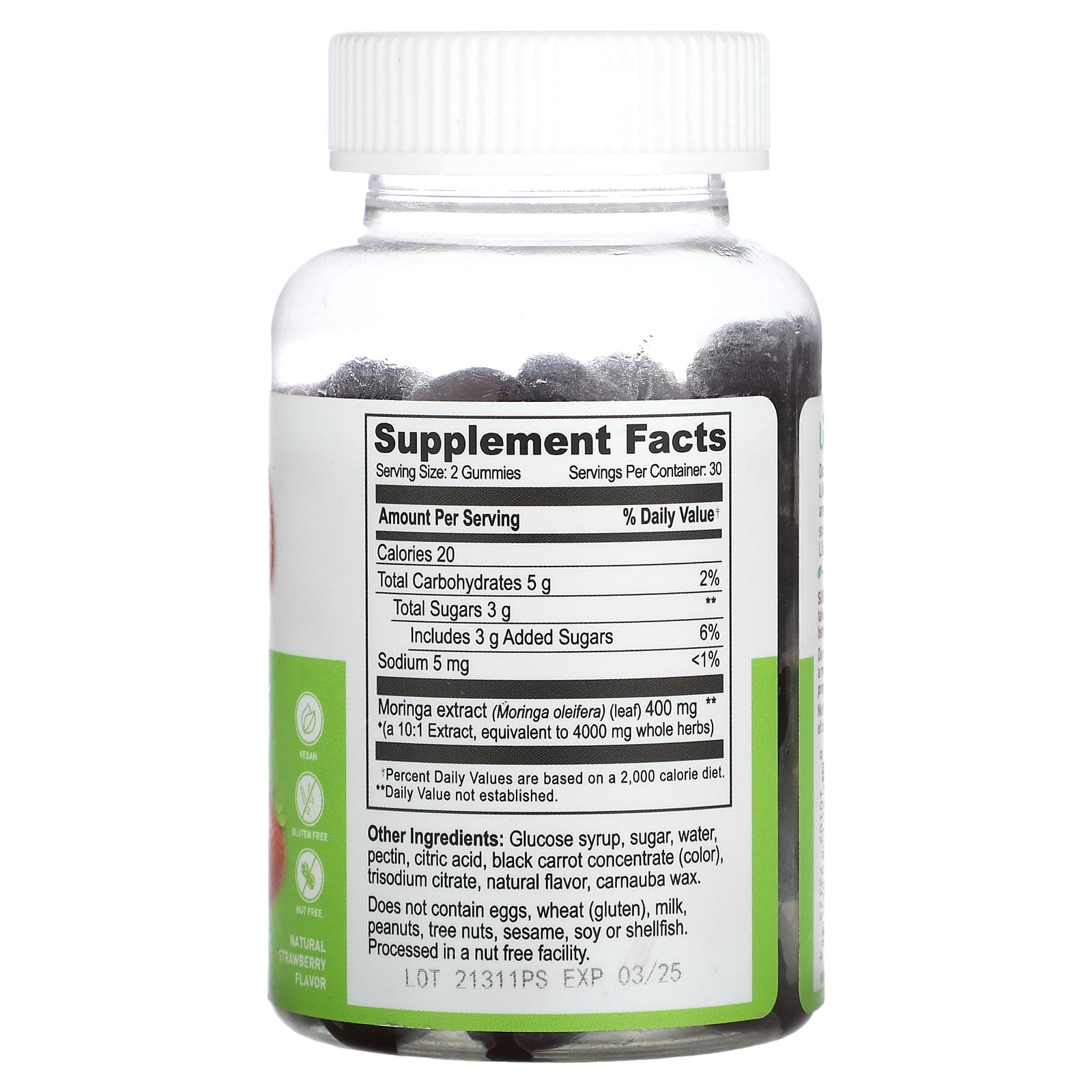 Lifeable, жевательные таблетки с экстрактом листьев моринги, с натуральным вкусом клубники, 4000 мг, 60 жевательных таблеток (2000 мг в 1 жевательной таблетке)