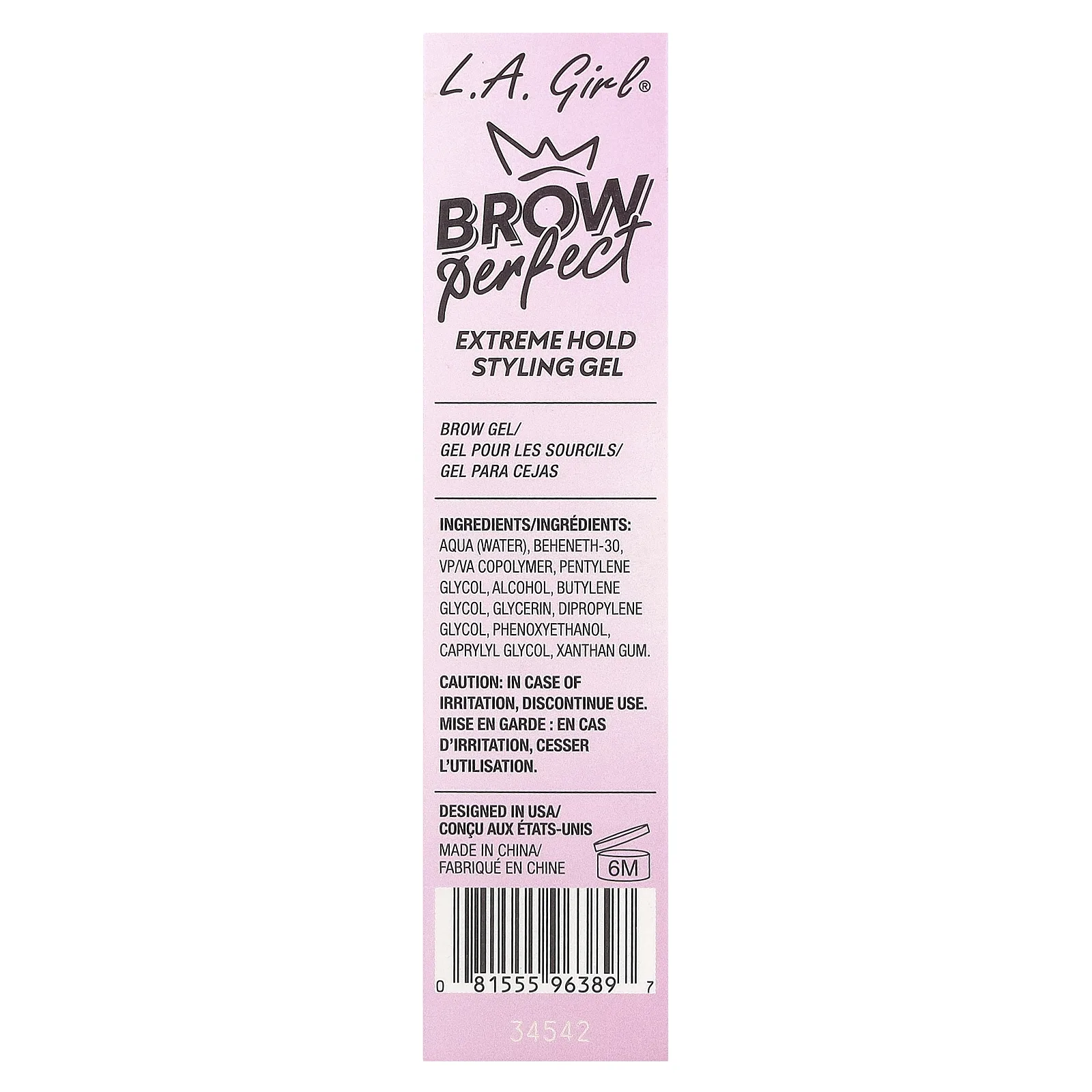 L.A. Girl, Brow Perfect, гель для укладки с экстремальной фиксацией, 4,5 г (0,16 унции)