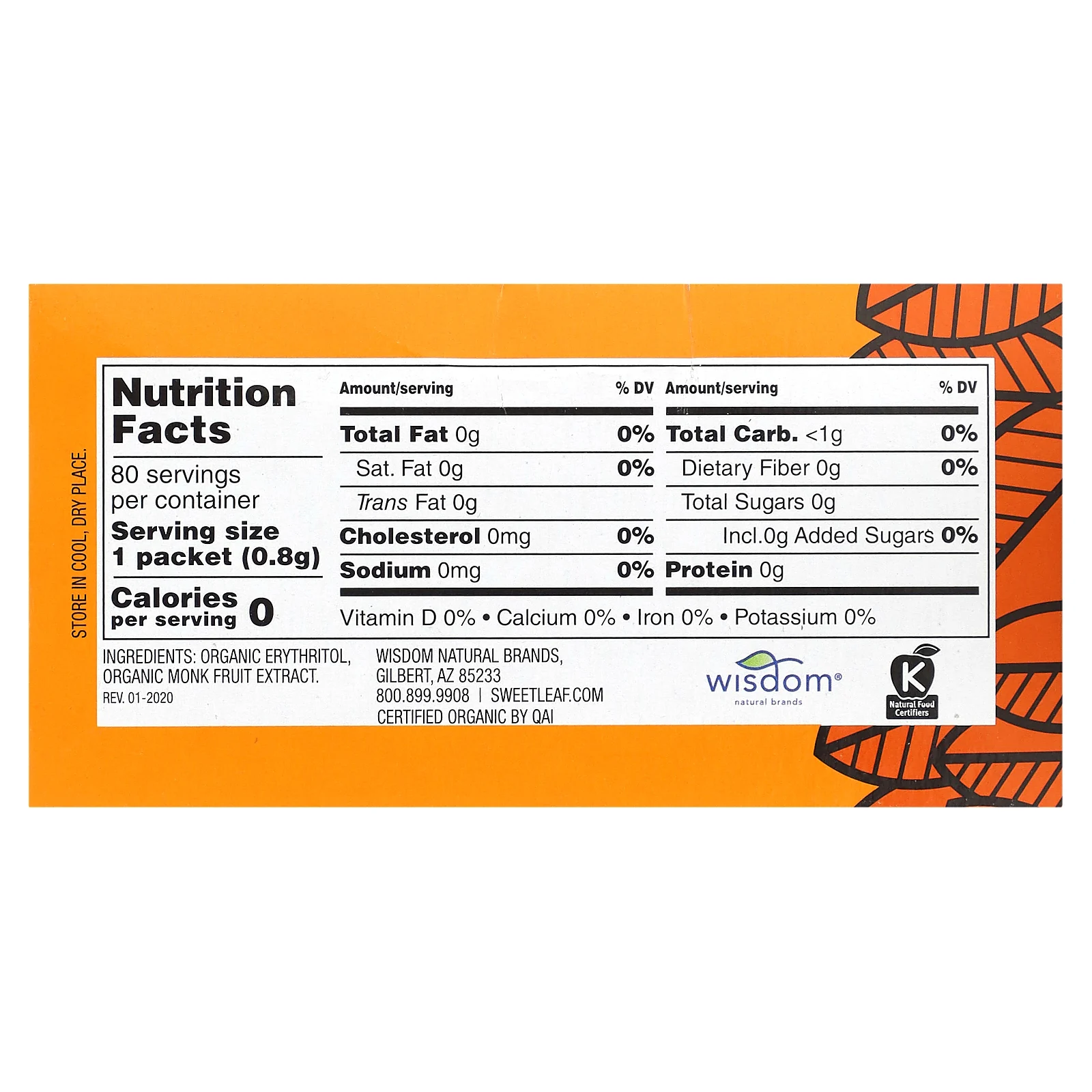 Wisdom Natural, SweetLeaf, органический подсластитель с архатом в гранулах, 80 пакетиков, 64 г (2,26 унции)