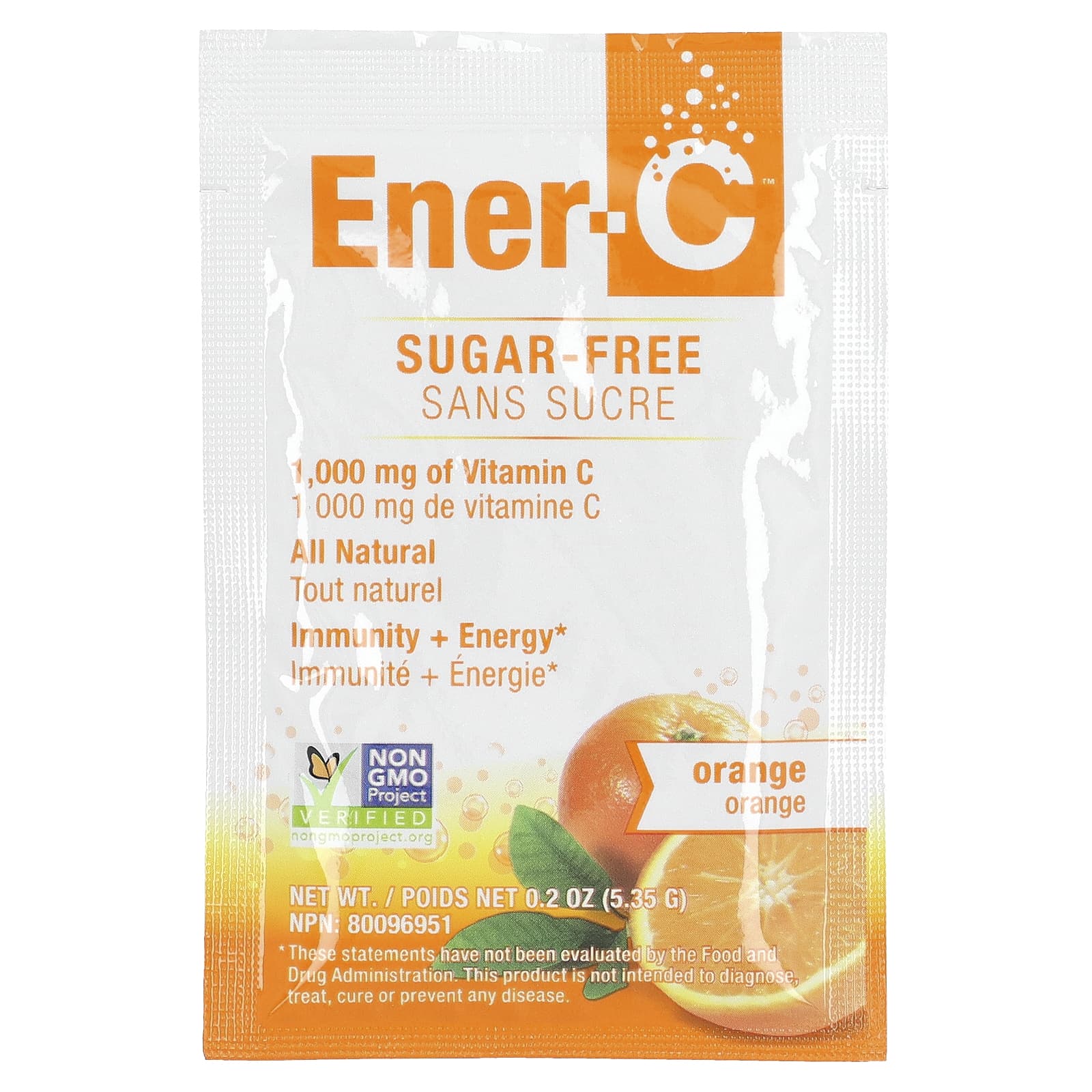 Ener-C, мультивитаминная смесь для приготовления напитка, без сахара, апельсин, 1000 мг, 30 пакетиков по 5,35 г (0,2 унции)