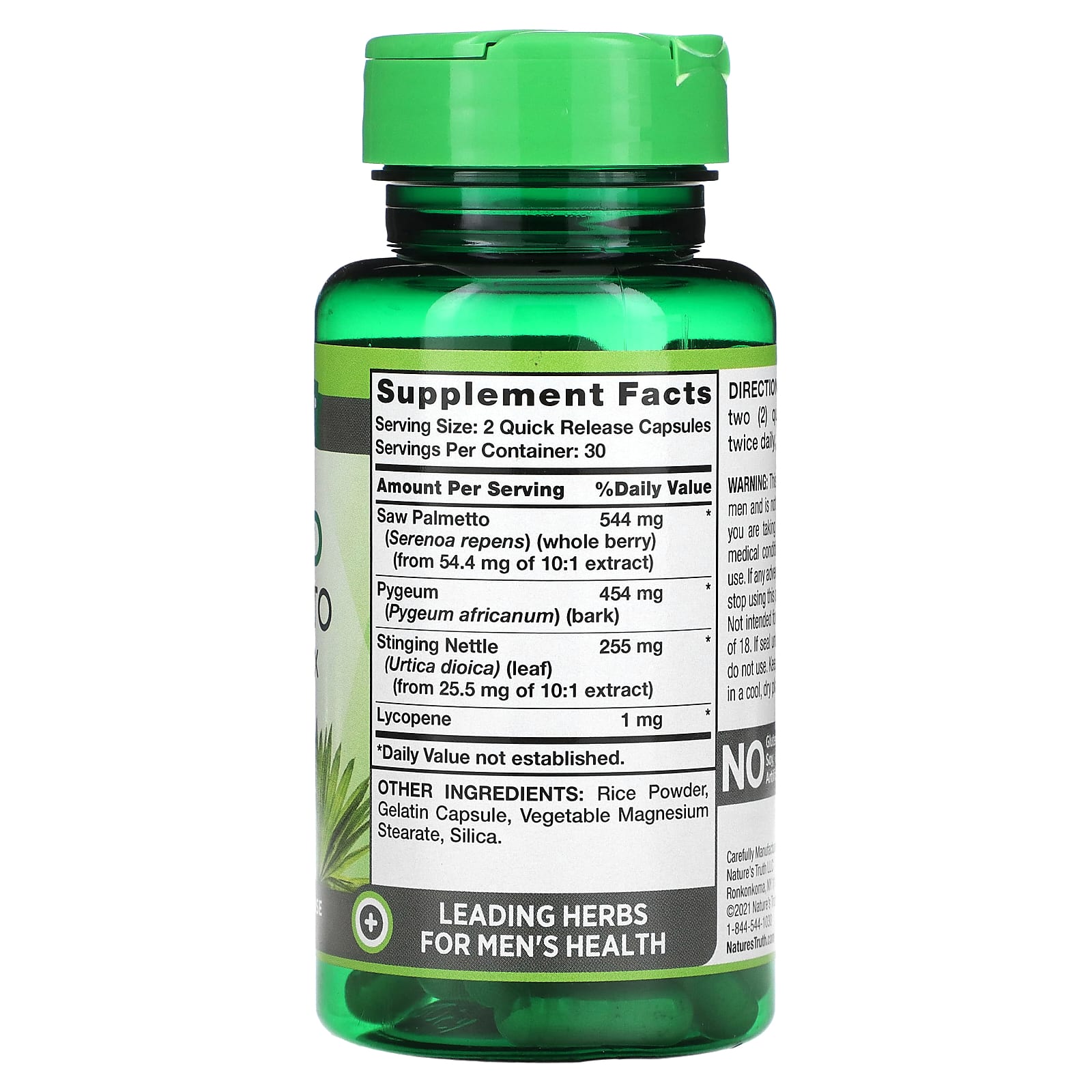 Nature's Truth, ProstAid Saw Palmetto, травяной комплекс, 60 капсул с быстрым высвобождением