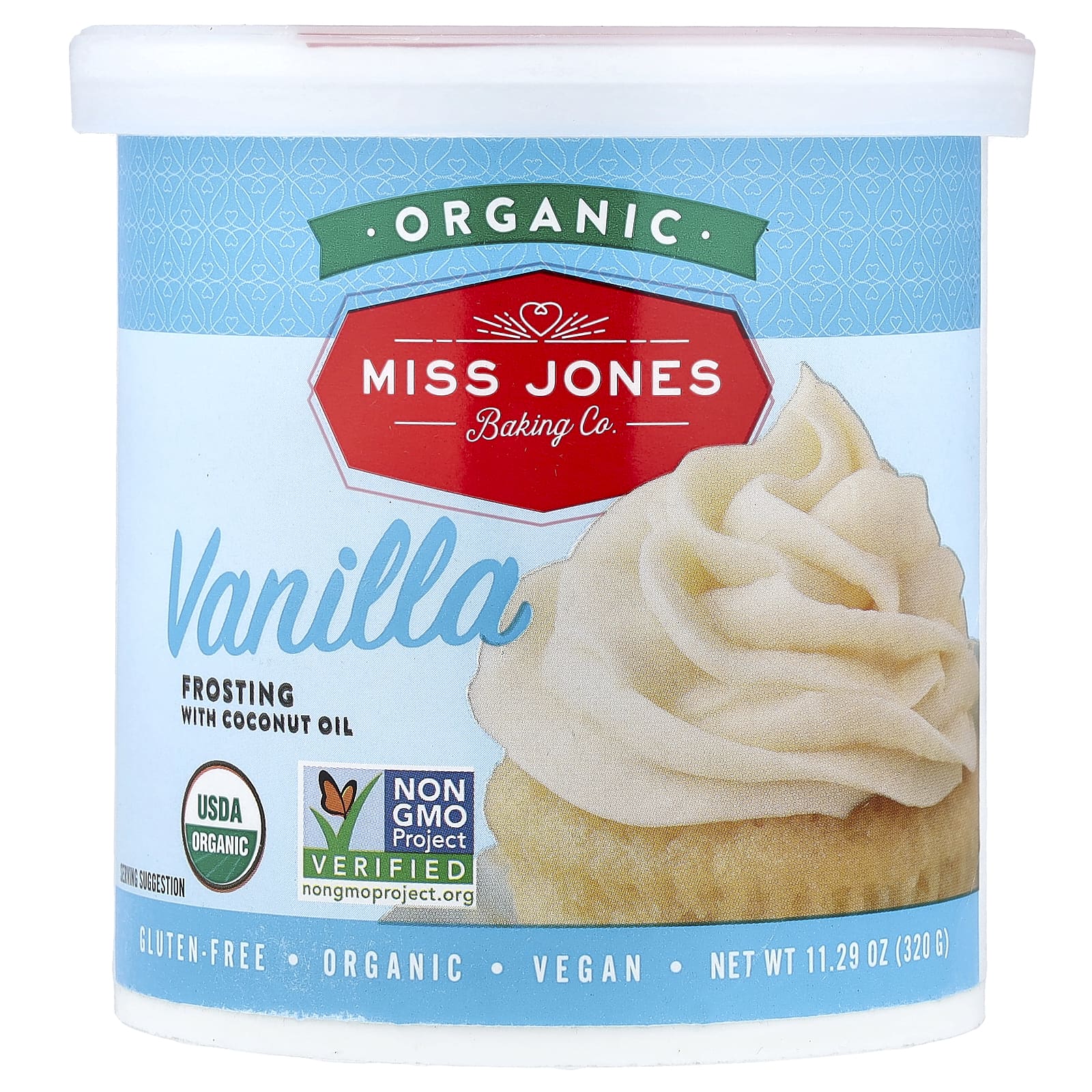 Miss Jones Baking Co, органическая глазурь, ванильно, 320 г (11,29 унции)