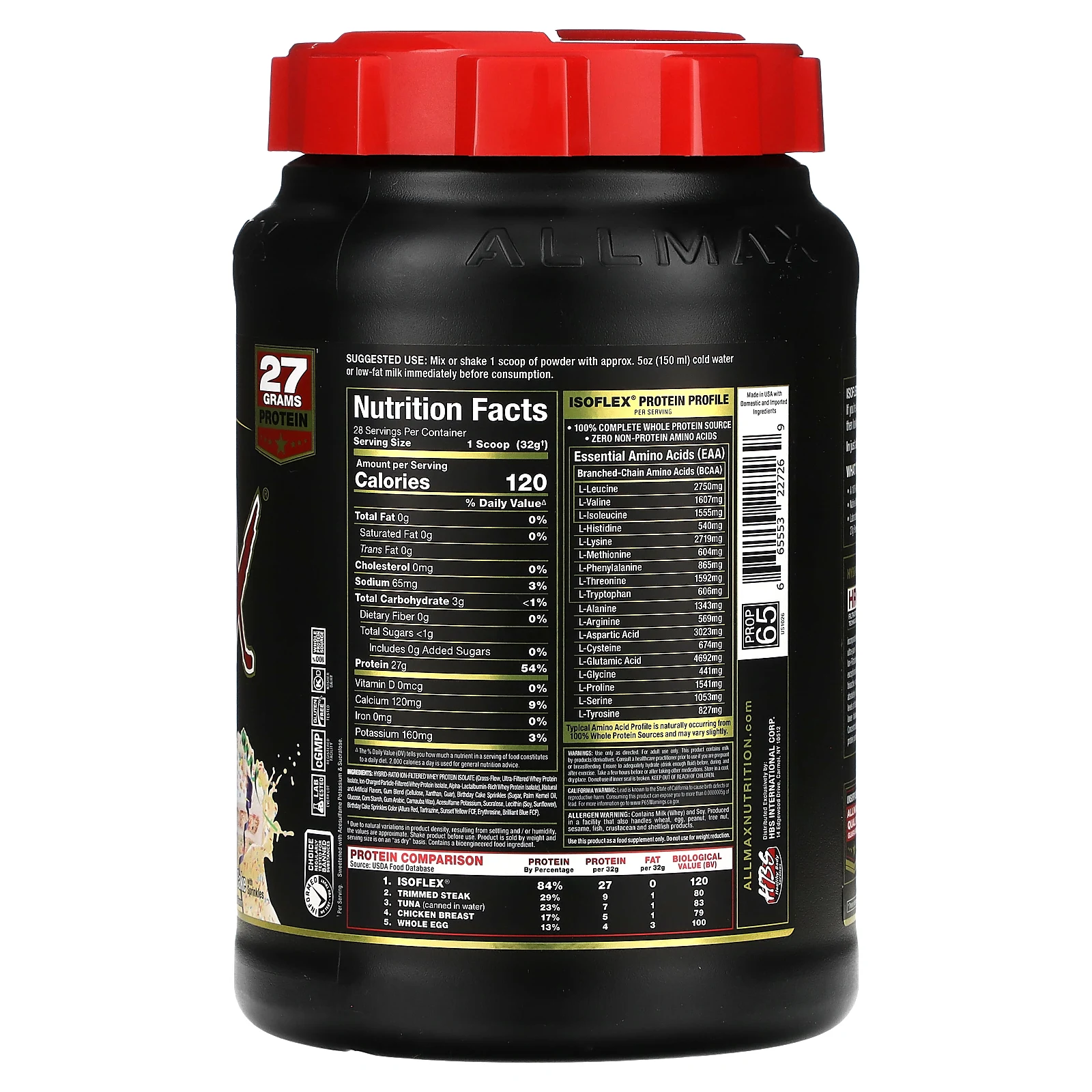 ALLMAX, Isoflex, на 100% чистый изолят сывороточного протеина, со вкусом торта, 907 г (2 фунта)