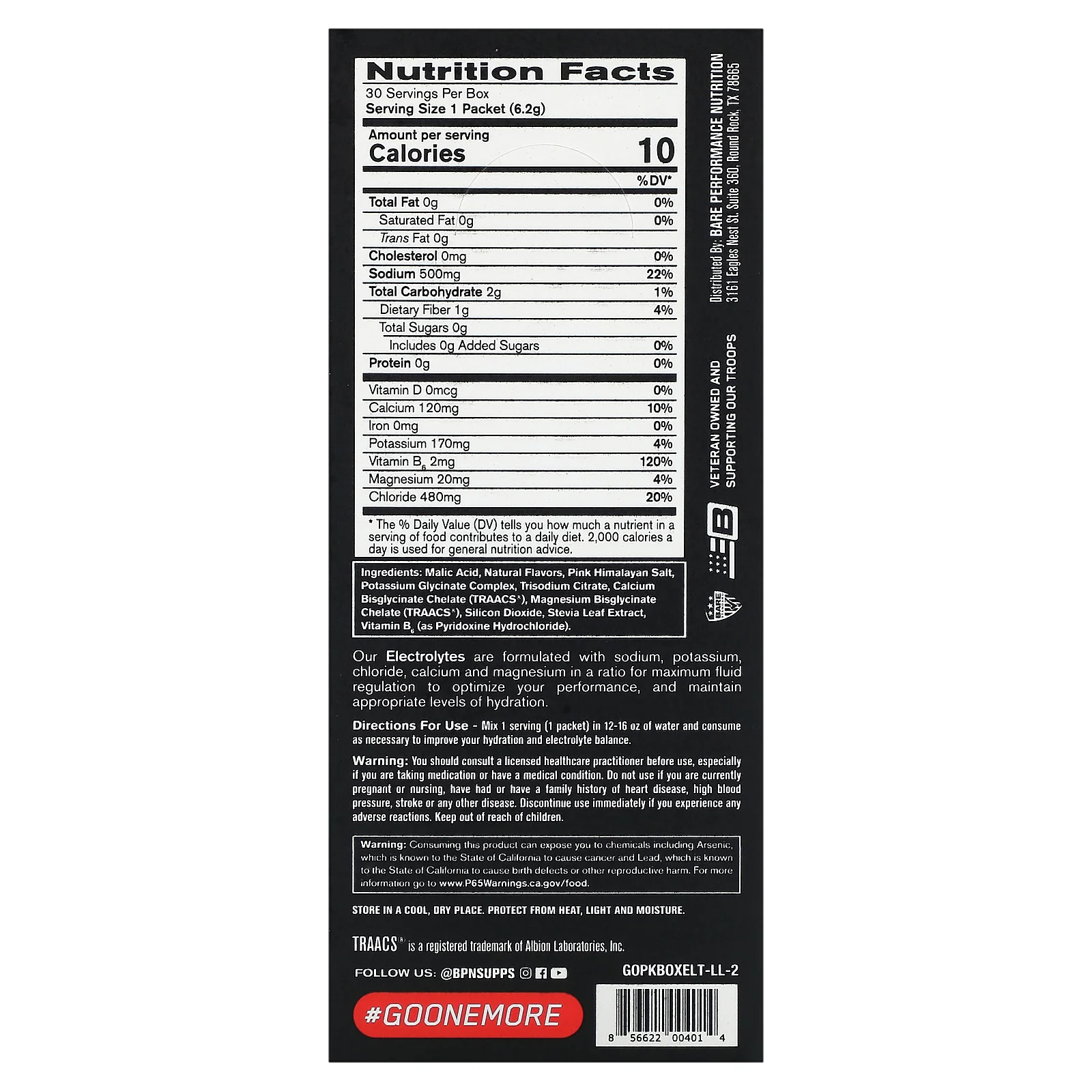 BPN, электролиты, смесь для приготовления гидратирующего напитка, лимон и лайм, 30 пакетиков по 6,2 г (0,22 унции)