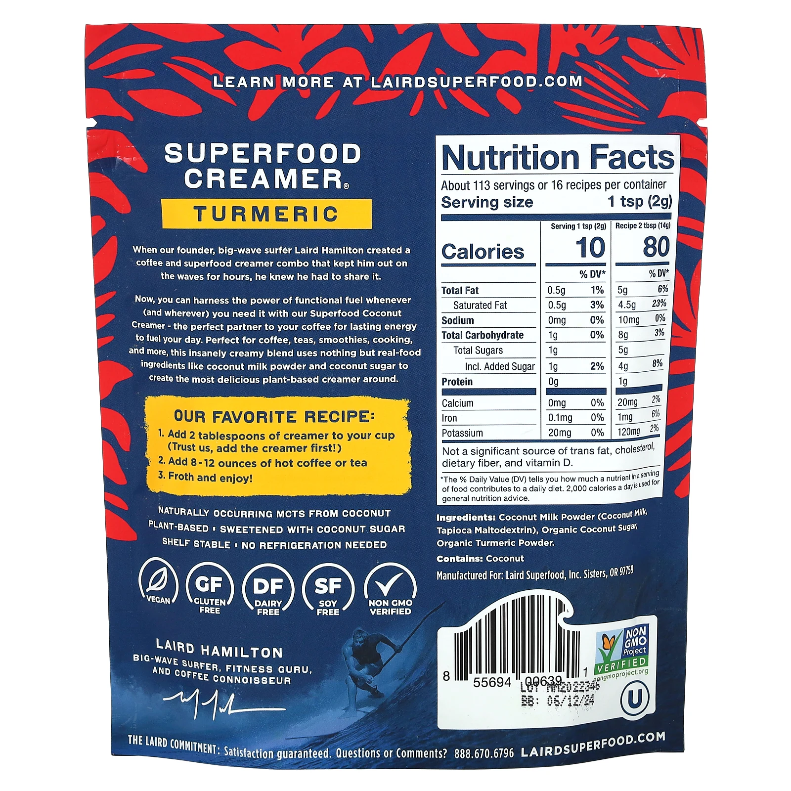 Laird Superfood, Сливки Superfood, куркума, 227 г (8 унций)