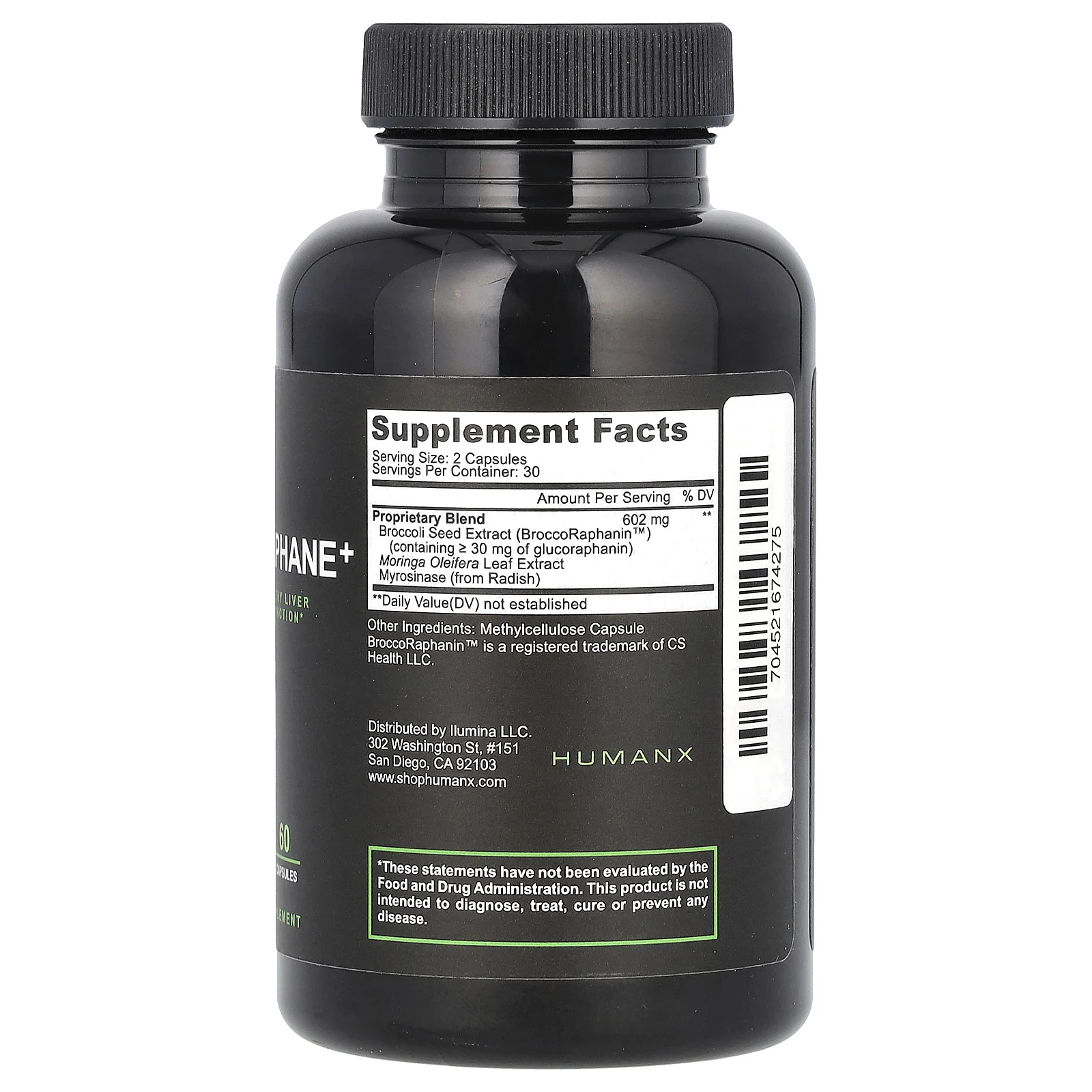 Humanx, сульфорафан+, 602 мг, 60 капсул (301 мг в 1 капсуле)