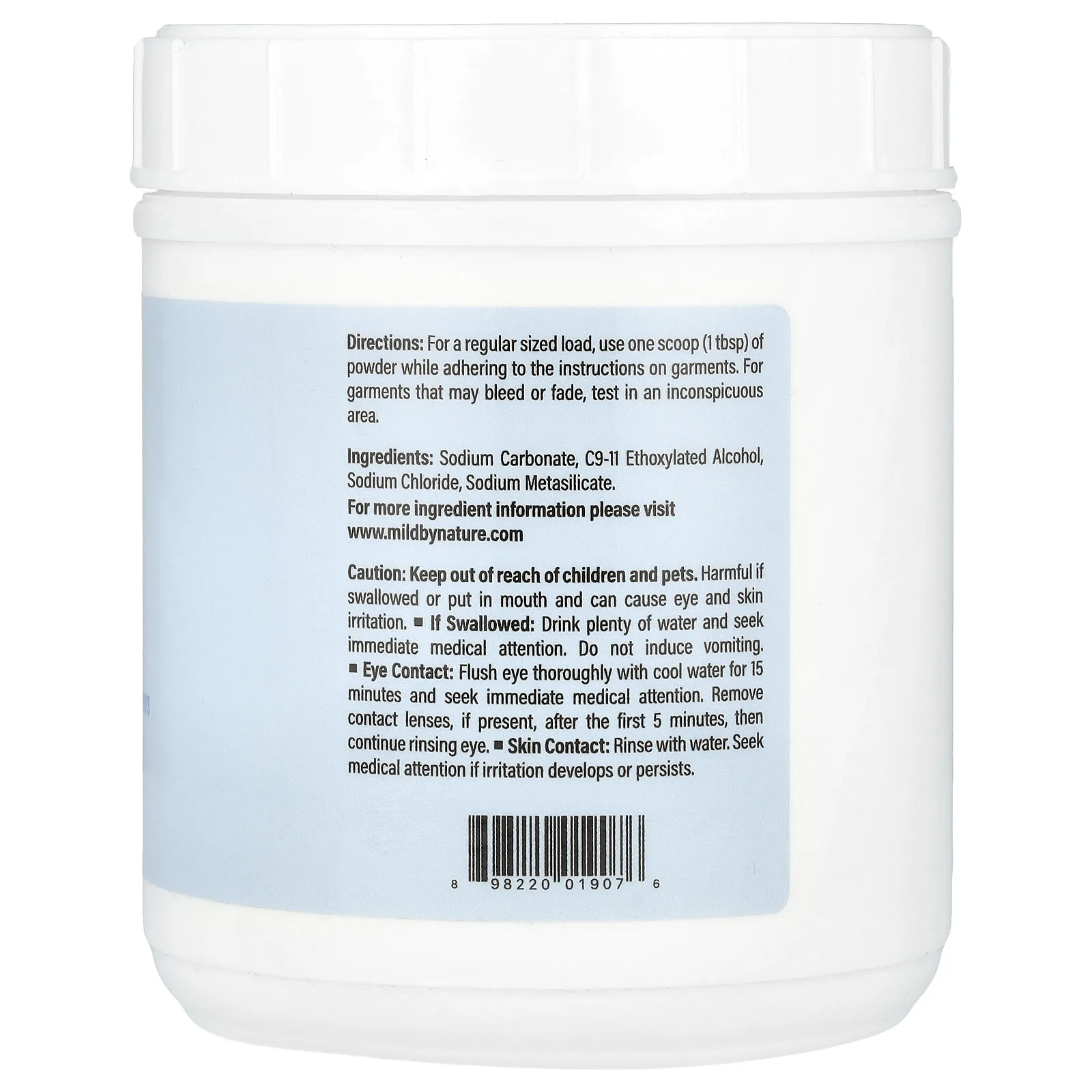 Mild By Nature, сода для стирки, без запаха, 1,38 кг (3,04 фунта)