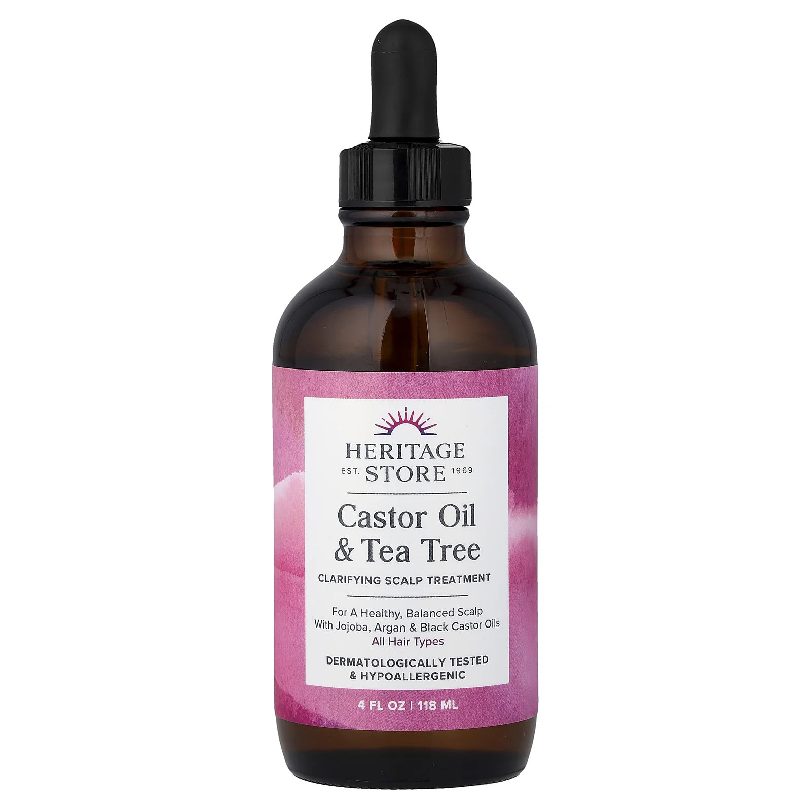 Heritage Store, касторовое масло и чайное дерево, очищающее средство для кожи головы, для всех типов волос, 118 мл (4 жидк. унции)