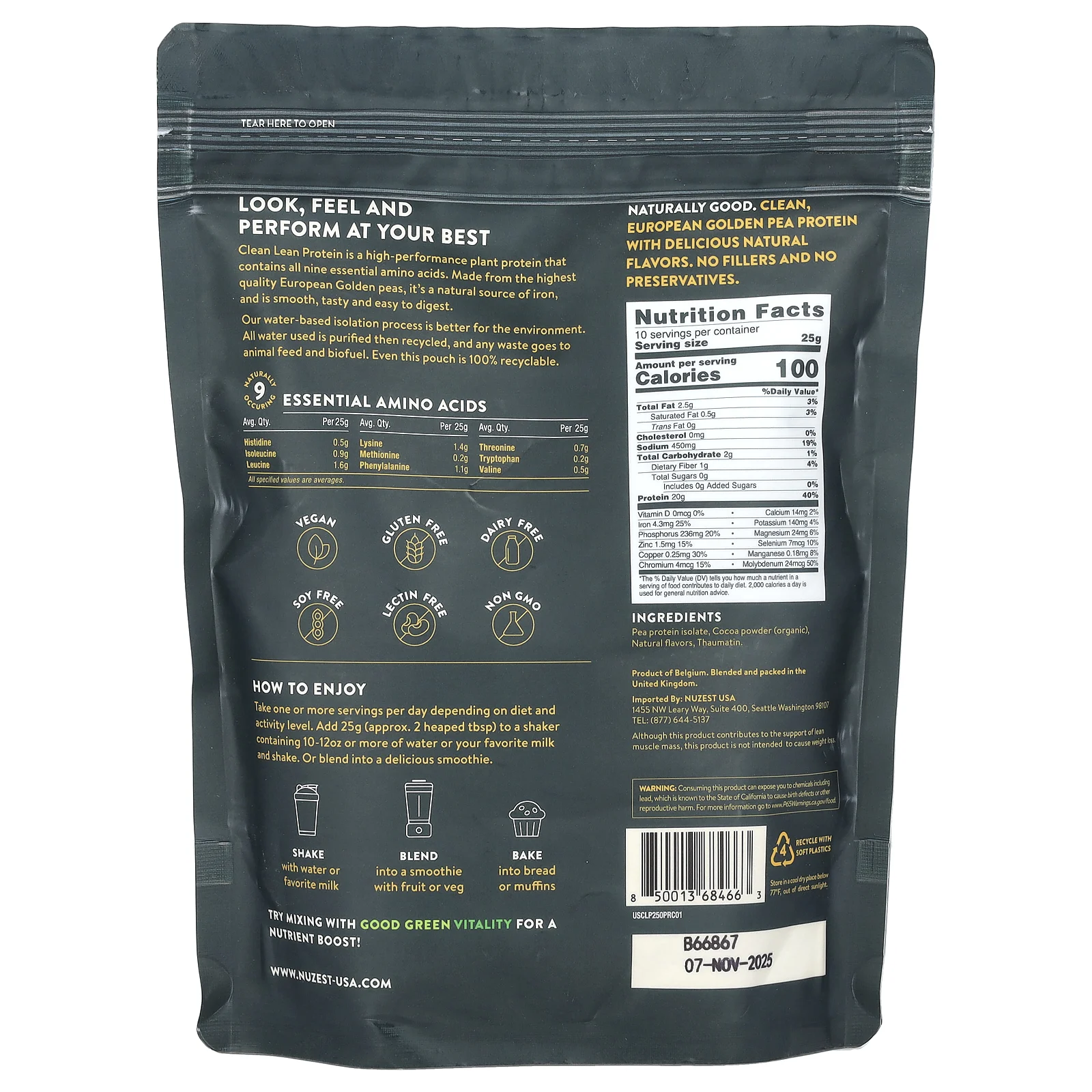 Nuzest, Clean Lean Protein, насыщенный шоколад, 250 г (8,8 унции)