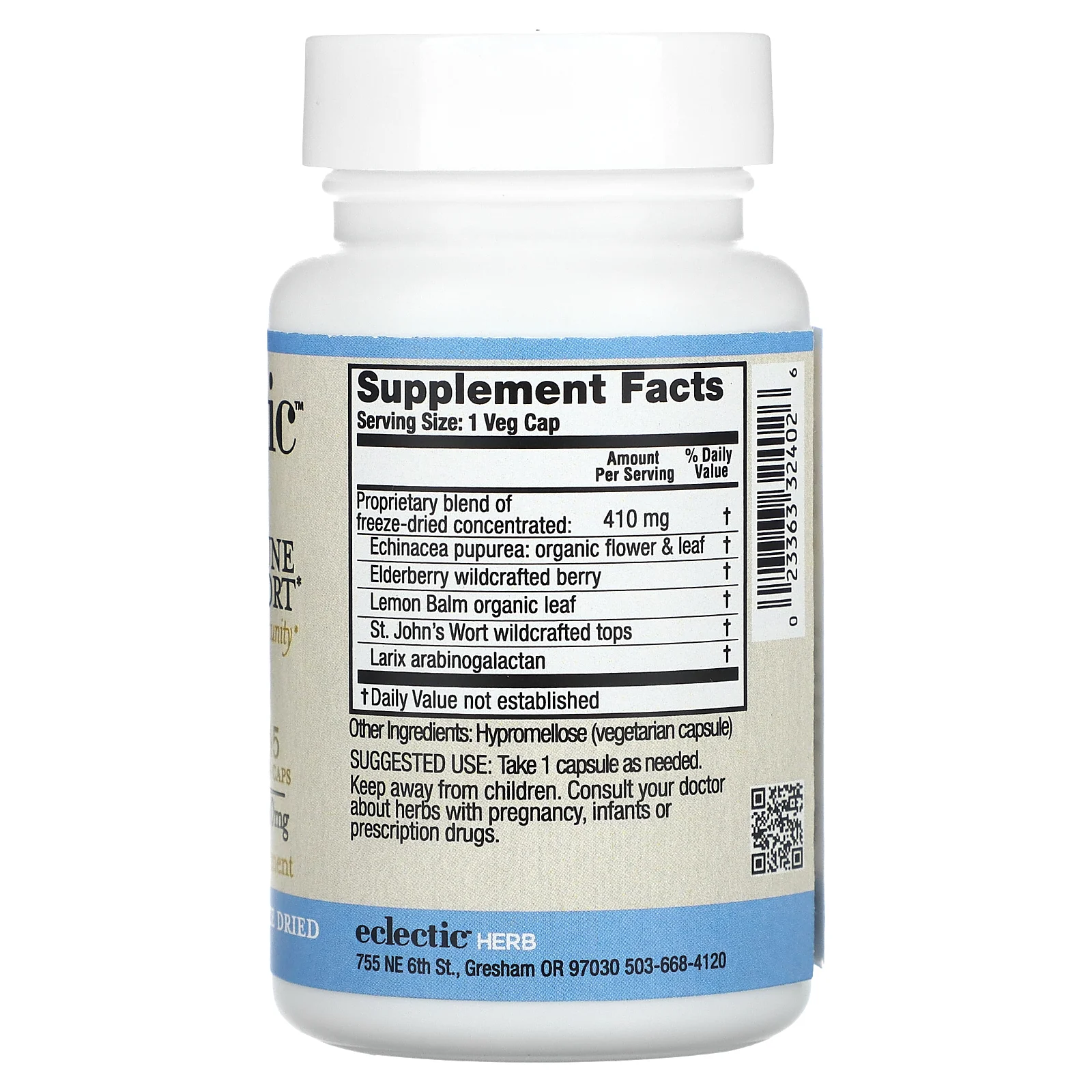 Eclectic Herb, сублимированная добавка для укрепления иммунитета, 410 мг, 45 растительных капсул