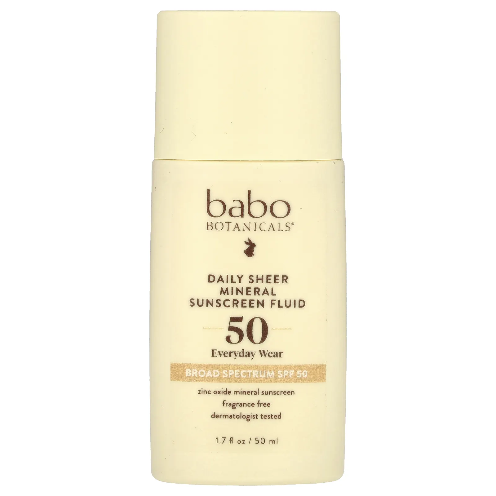 Babo Botanicals, Daily Sheer Fluid Mineral Sunscreen 50, без отдушек, 50 мл (1,7 жидк. Унции)