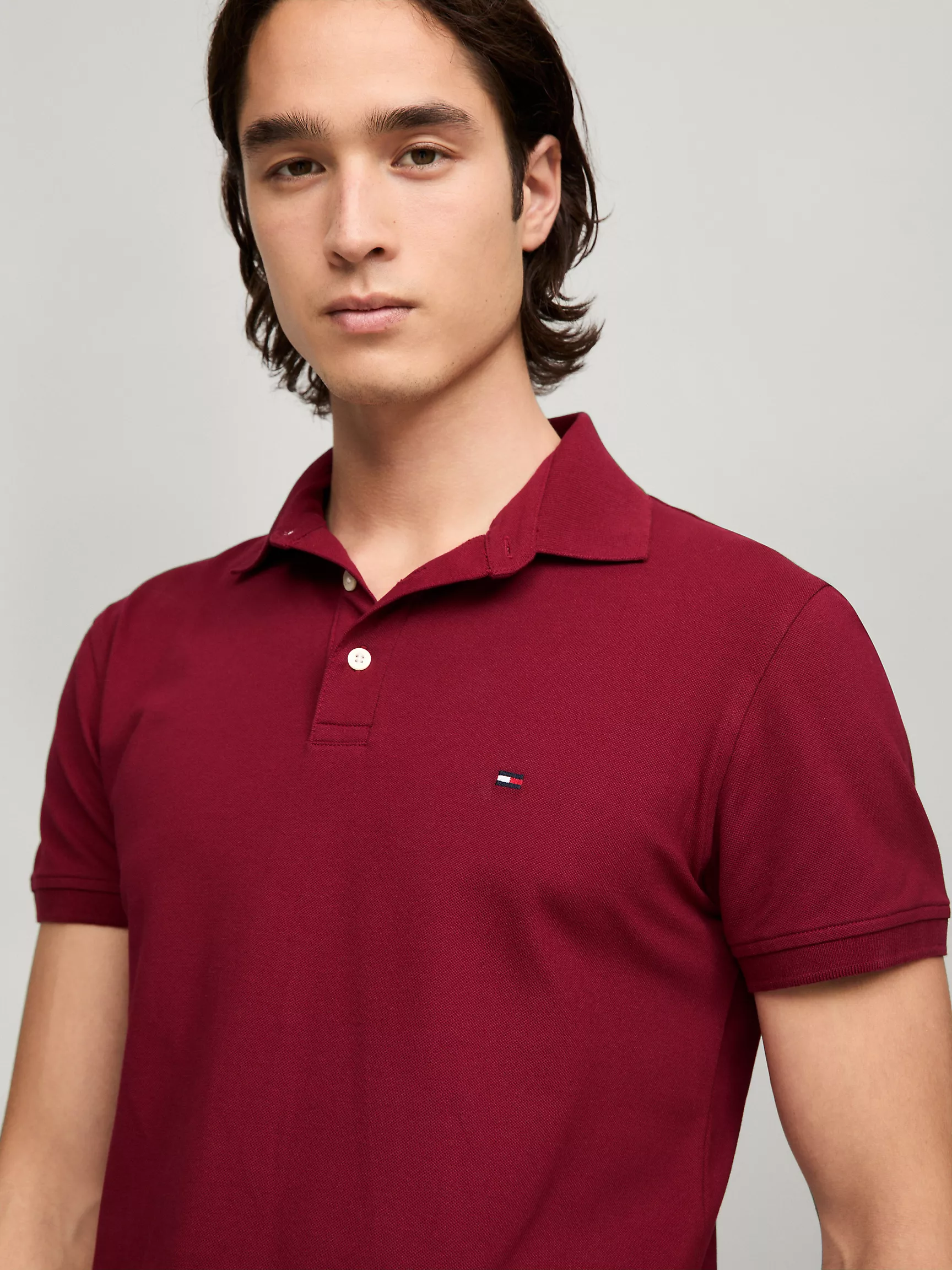 Мужское поло Tommy Hilfiger, Приталенное эластичное поло из пике