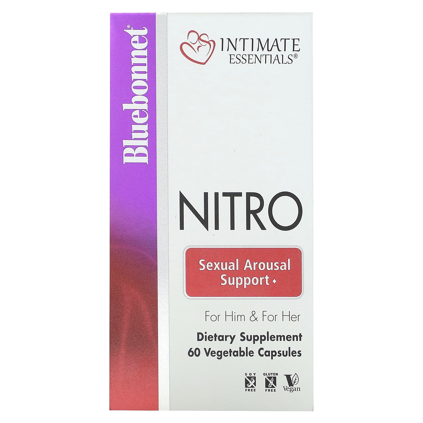 Bluebonnet Nutrition, Intimate Essentials, Nitro, для мужчин и для нее, 60 вегетарианских капсул