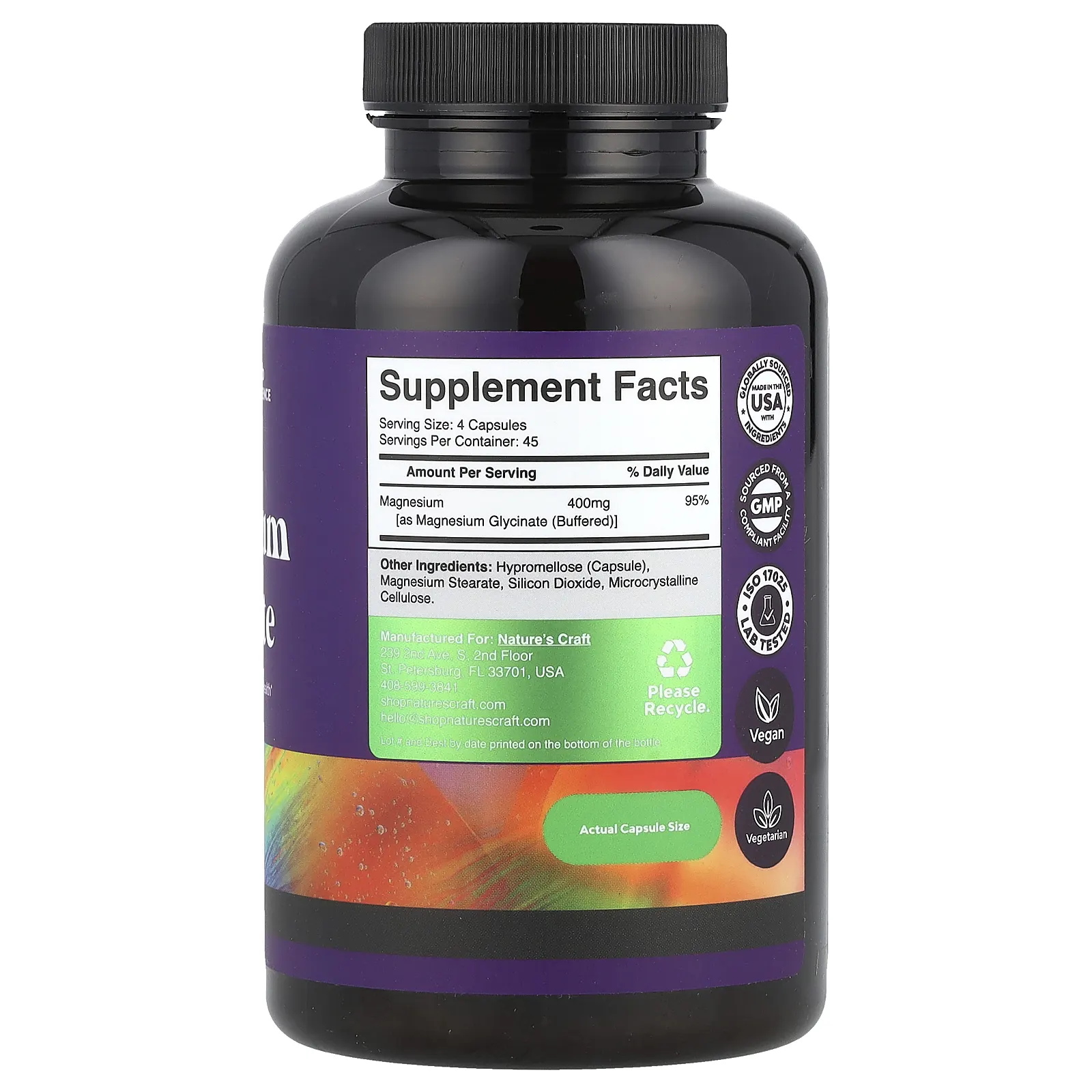 Nature's Craft, глицинат магния, 180 капсул