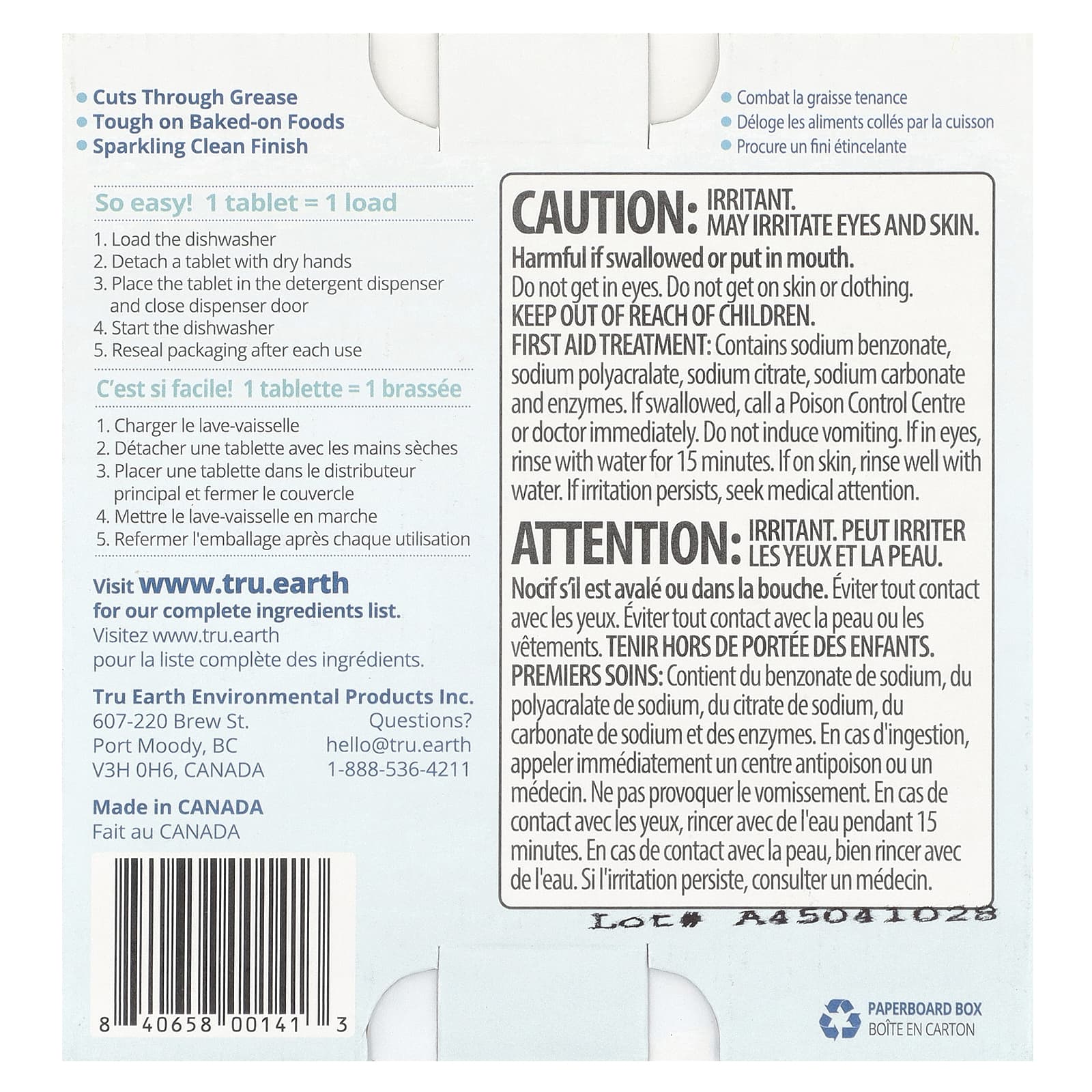 Tru Earth, Моющее средство для посудомоечной машины, без отдушек, 30 таблеток