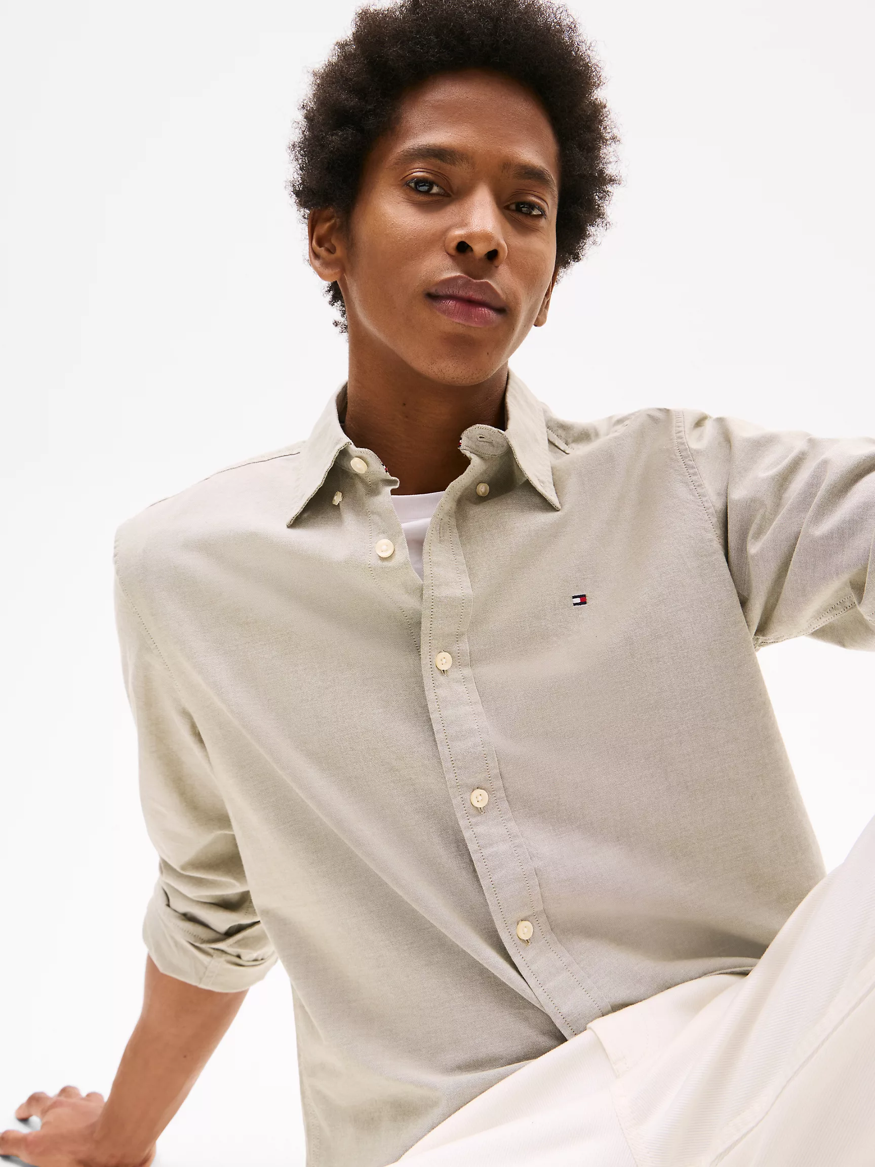 Мужская рубашка Tommy Hilfiger, Эластичная рубашка из оксфорда стандартного кроя