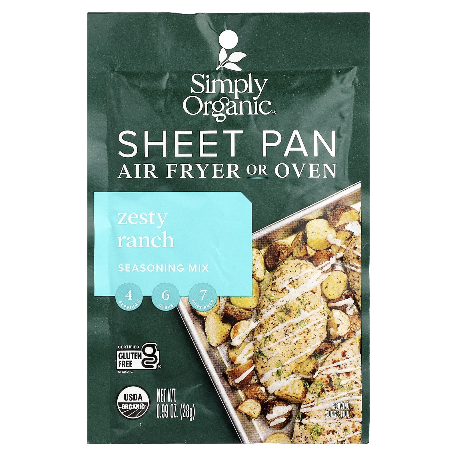 Simply Organic, Смесь приправ для сковороды, Zesty Ranch, 28 г (0,99 унции)