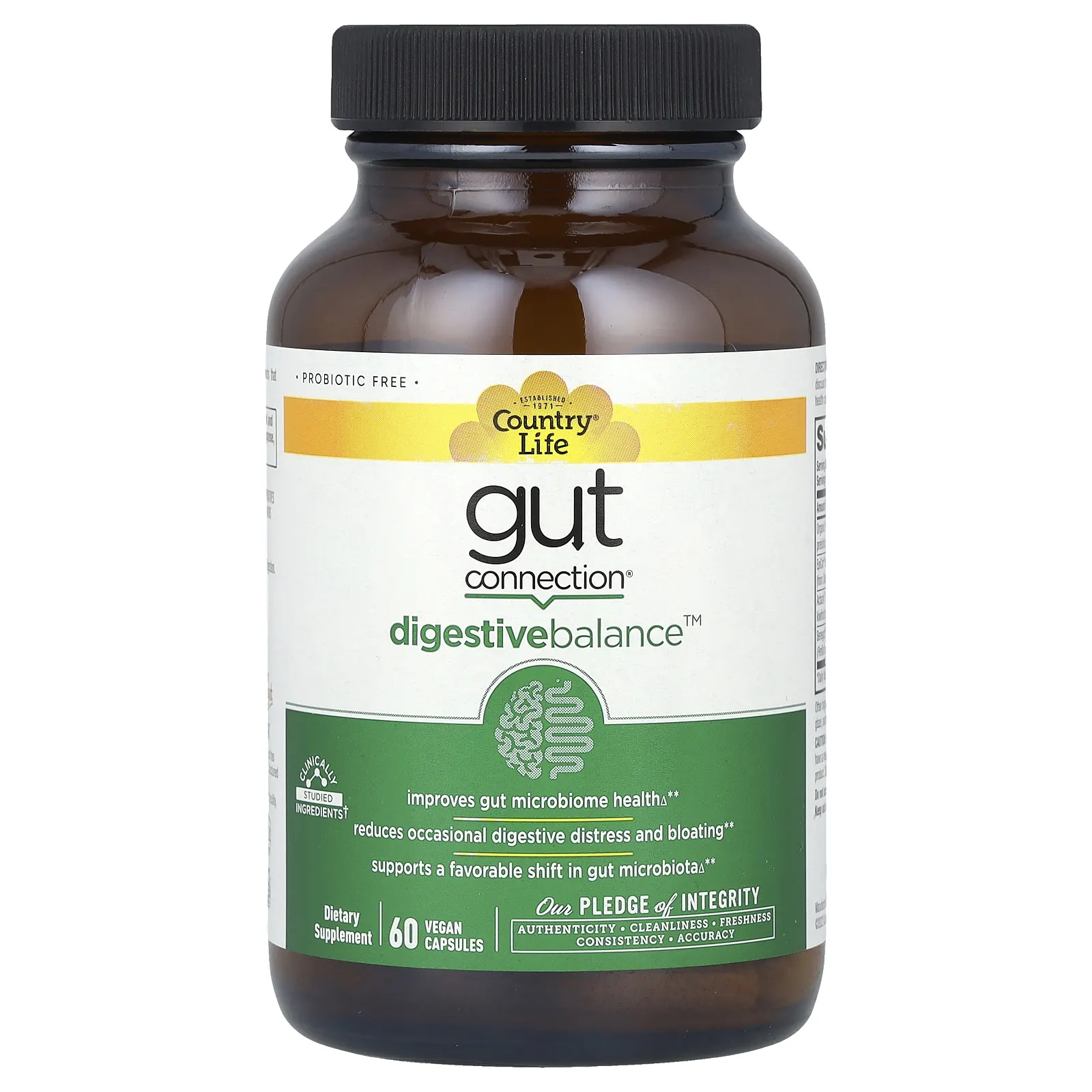 Country Life, Gut Connection, Digestive Balance, 60 веганских капсул
