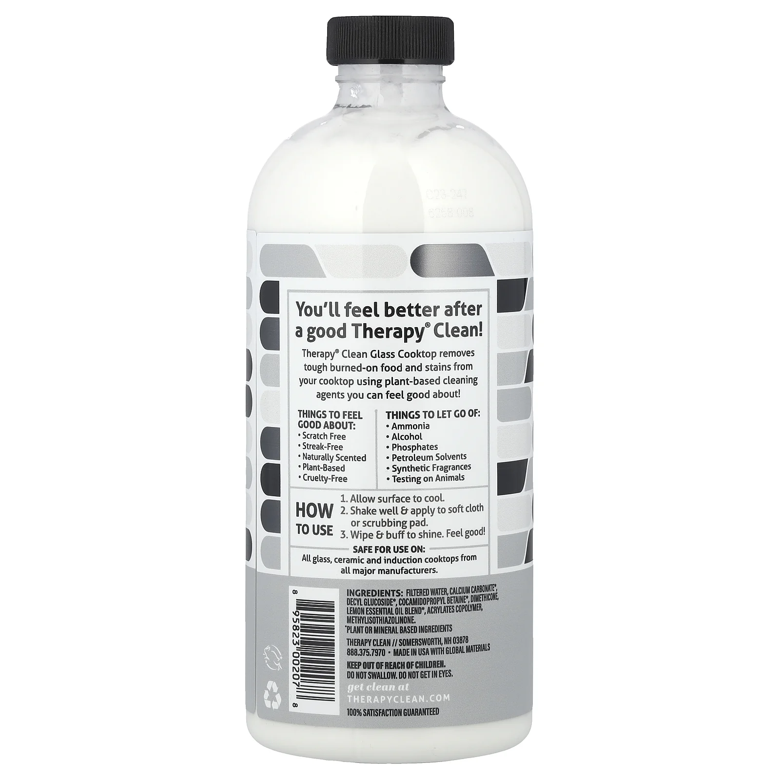 Therapy Clean, Glass Cooktop, средство для очистки и полировки с эфирным маслом лимона, 473 мл (16 жидк. Унций)