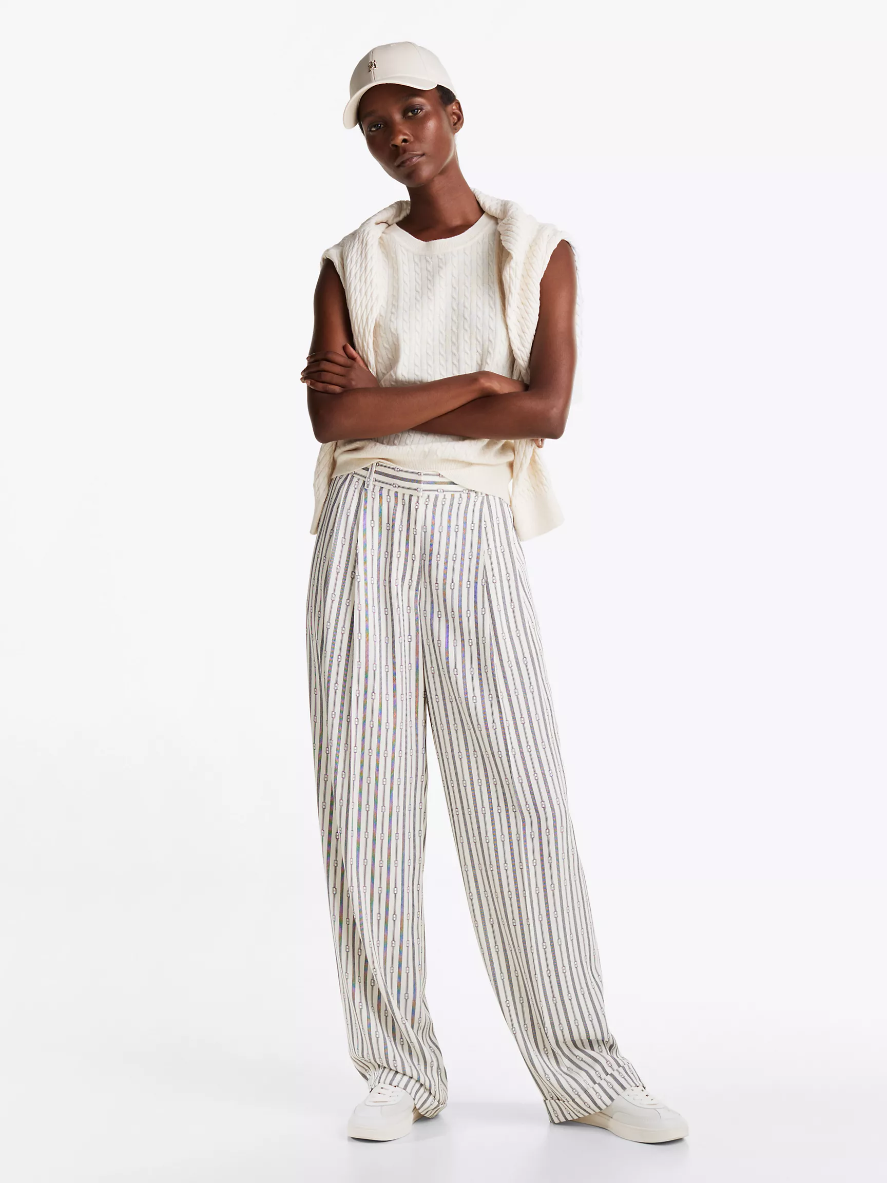 Женский свитер Tommy Hilfiger, Укороченный вязаный топ из шерстяной смеси с узором "косы"