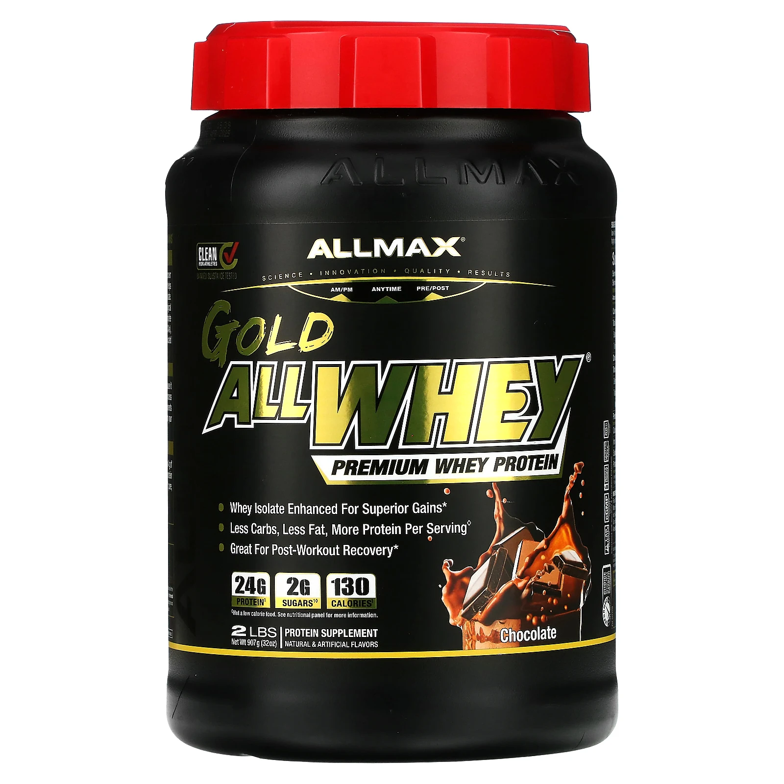ALLMAX, AllWhey Gold, 100 % сывороточный белок + изолят сывороточного белка премиум-качества, со вкусом шоколада, 907 г (2 фунта)