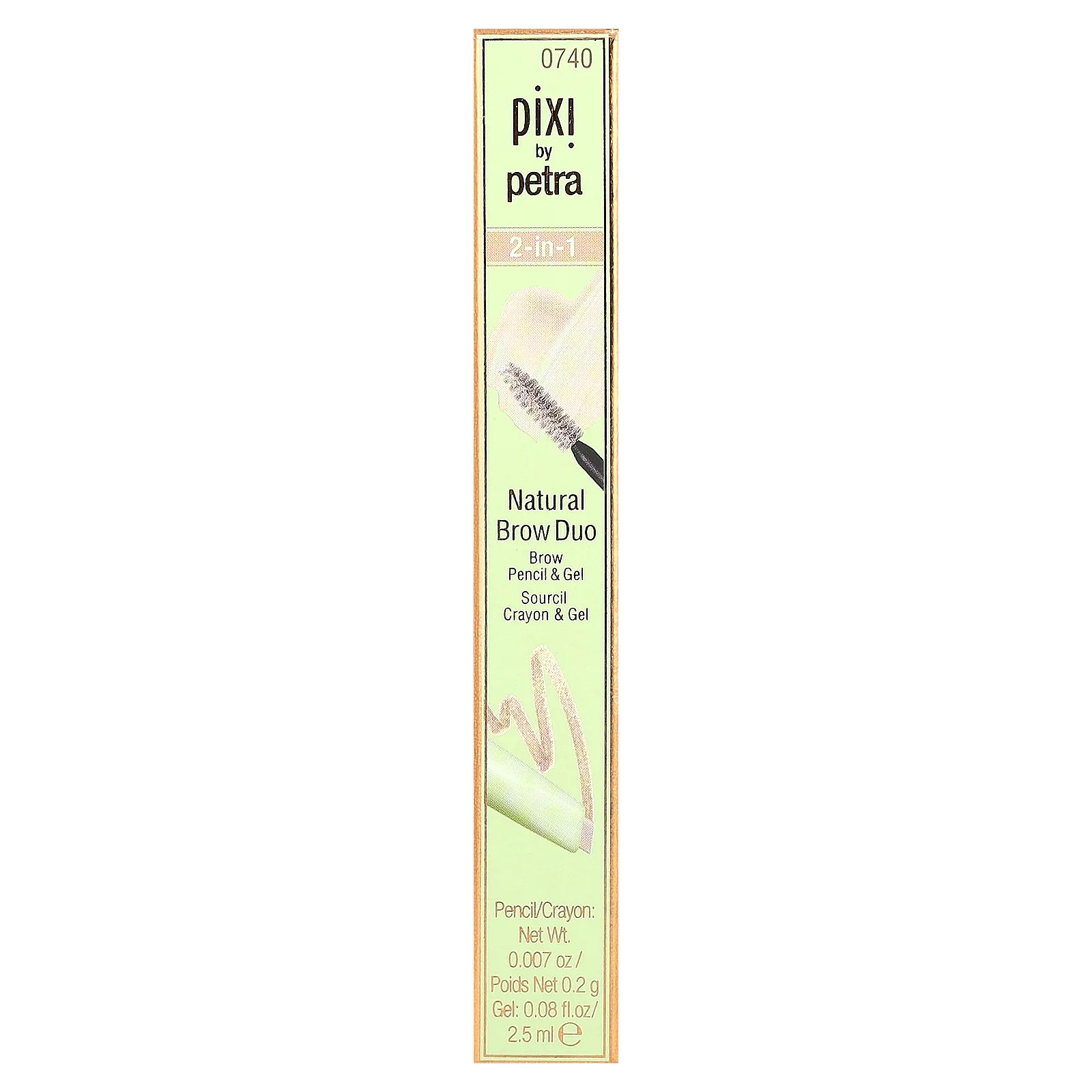 Pixi Beauty, 2-в-1 Natural Brow Duo, карандаш и гель для бровей, 0740 натуральный блонд, 1 шт.