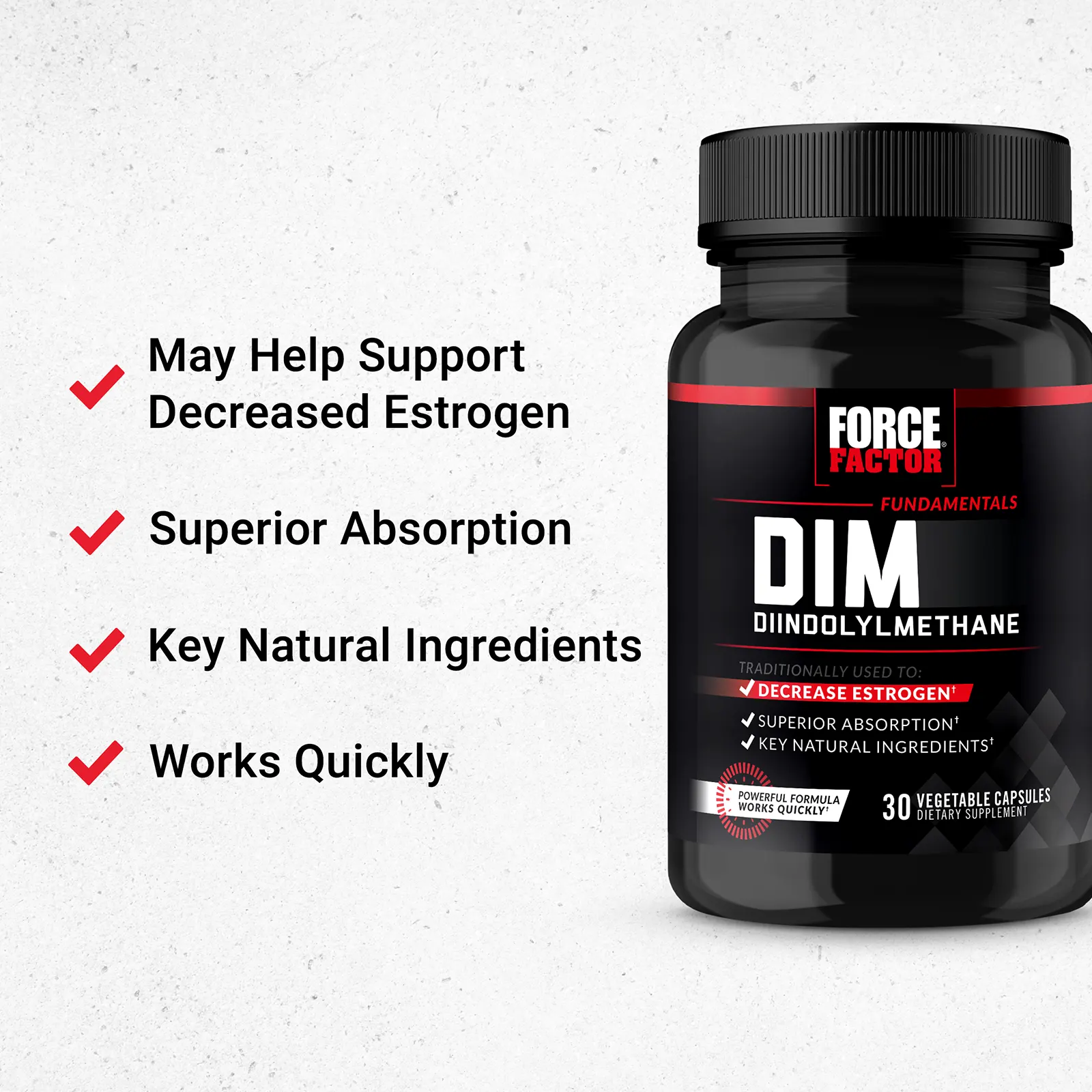 Force Factor, Fundamentals, DIM, дииндолилметан, 30 вегетарианских капсул