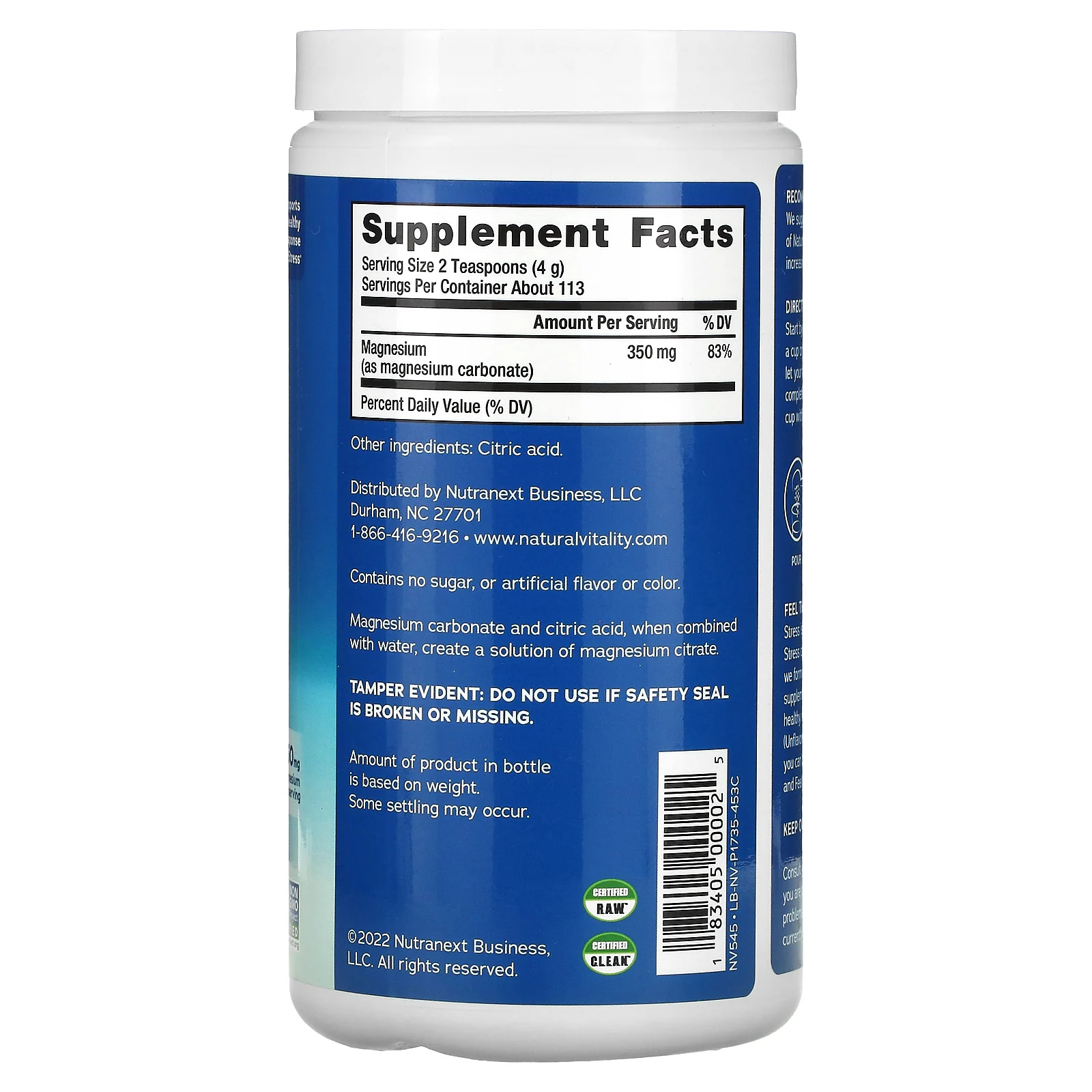 Natural Vitality, CALM, смесь для приготовления напитка с магнием, оригинальный вкус без добавок, 453 г (16 унций)