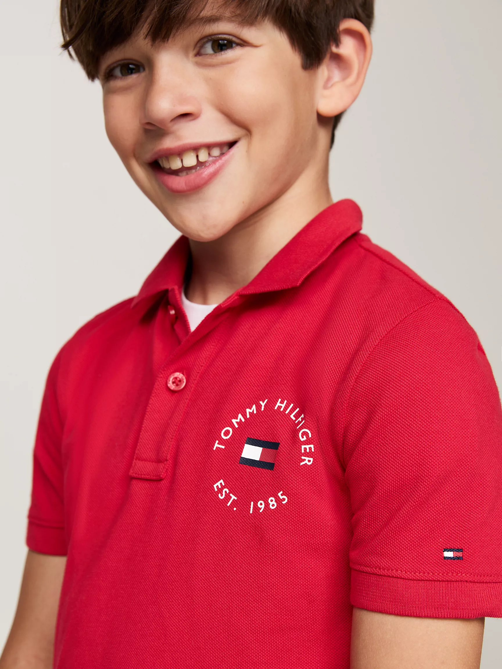 Рубашка-поло для мальчиков Tommy Hilfiger, Детское поло из пике с морским логотипом в форме арки