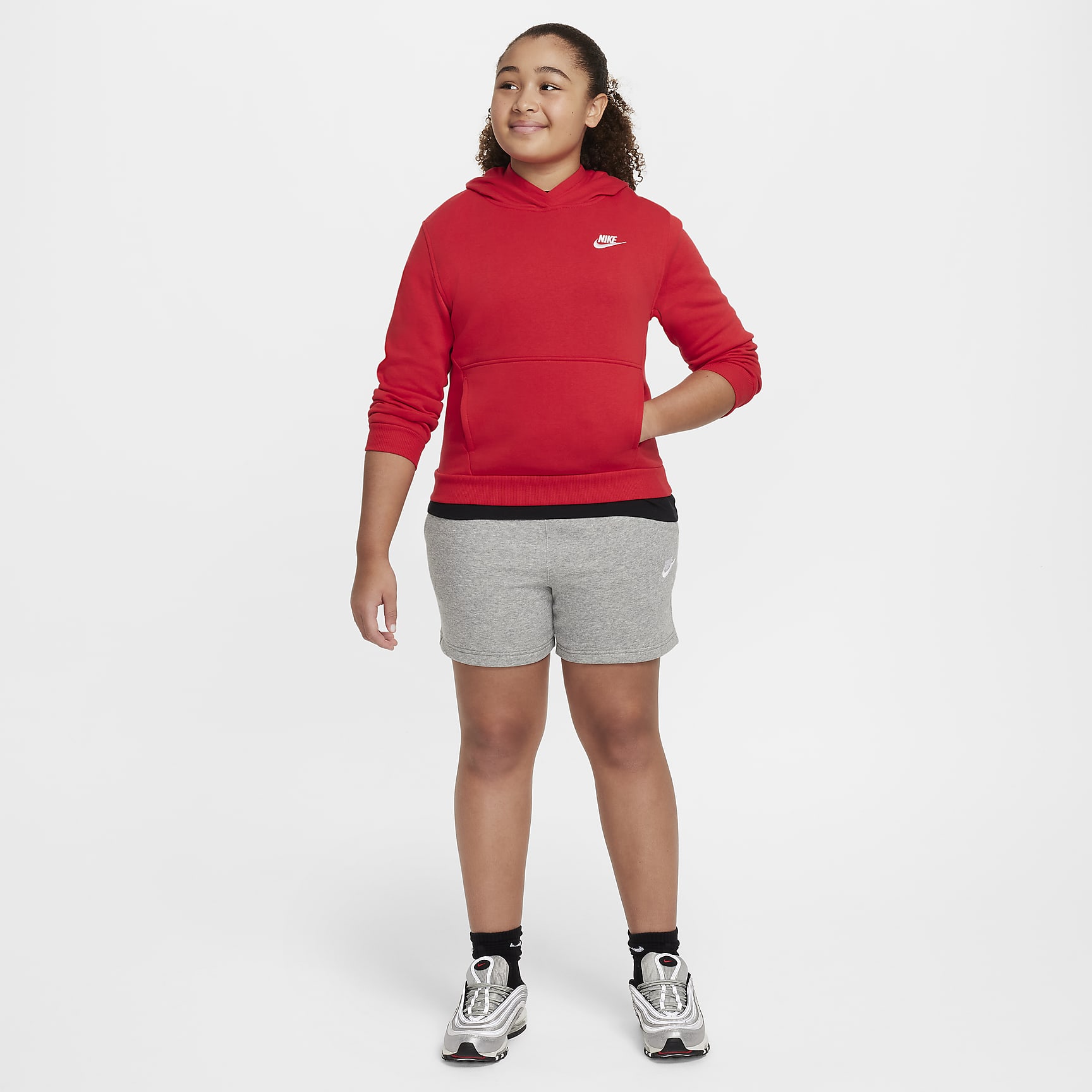 Nike Sportswear Club Fleece Big Kids' (Girls') 5" French Terry Shorts (Extended Size)