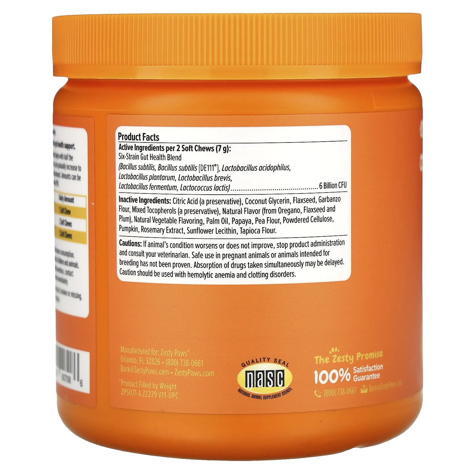 Zesty Paws, Probiotic Bites, для собак всех возрастов, со вкусом тыквы, 90 жевательных таблеток, 315 г (11,1 унции)