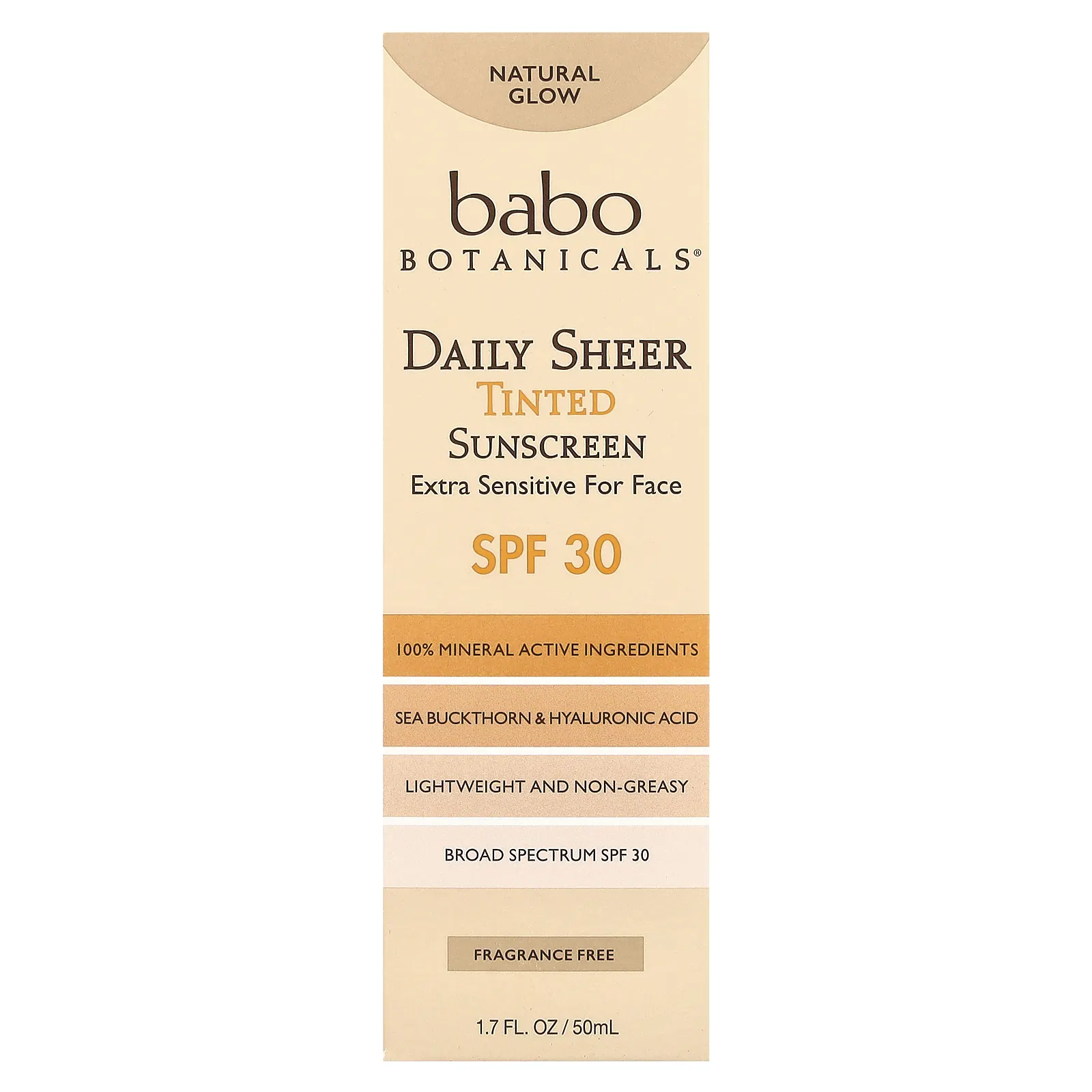 Babo Botanicals, солнцезащитный крем для ежедневного использования, SPF 30, натуральное сияние, без отдушек, 50 мл (1,7 жидк. унции)
