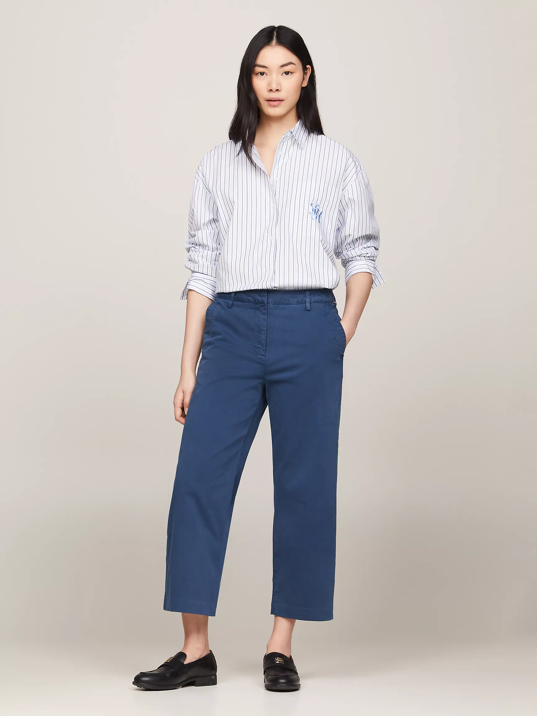 Женские брюки Tommy Hilfiger, Свободные укороченные брюки чинос прямого кроя