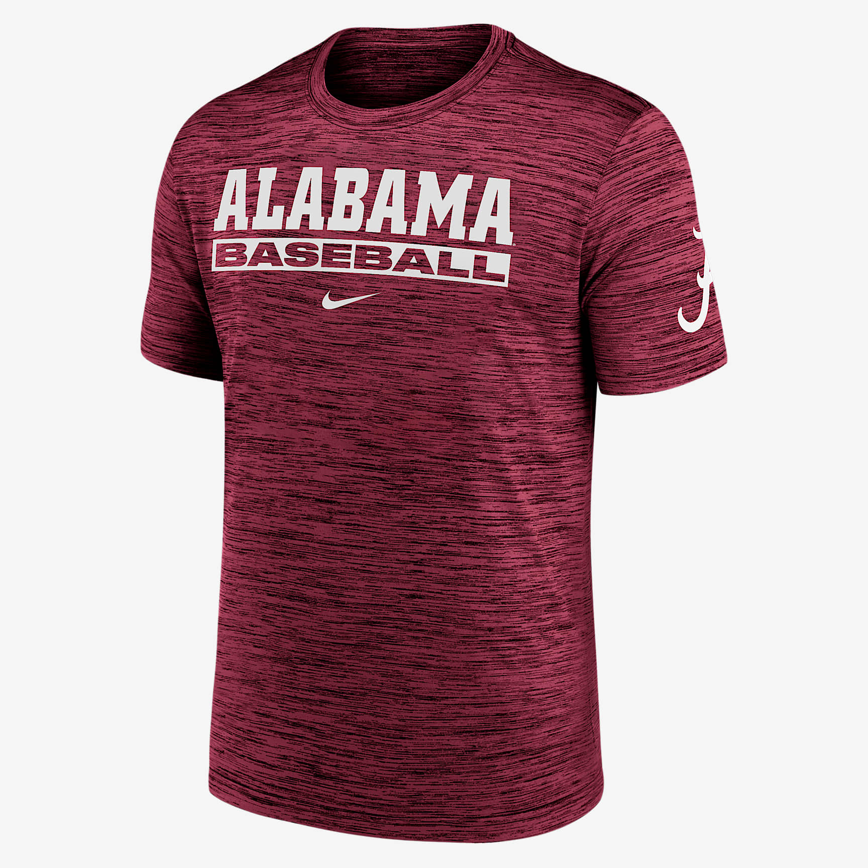 Alabama Crimson Tide Velocity Baseball Wordmark Stack Men's Nike Dri-FIT College T-Shirt