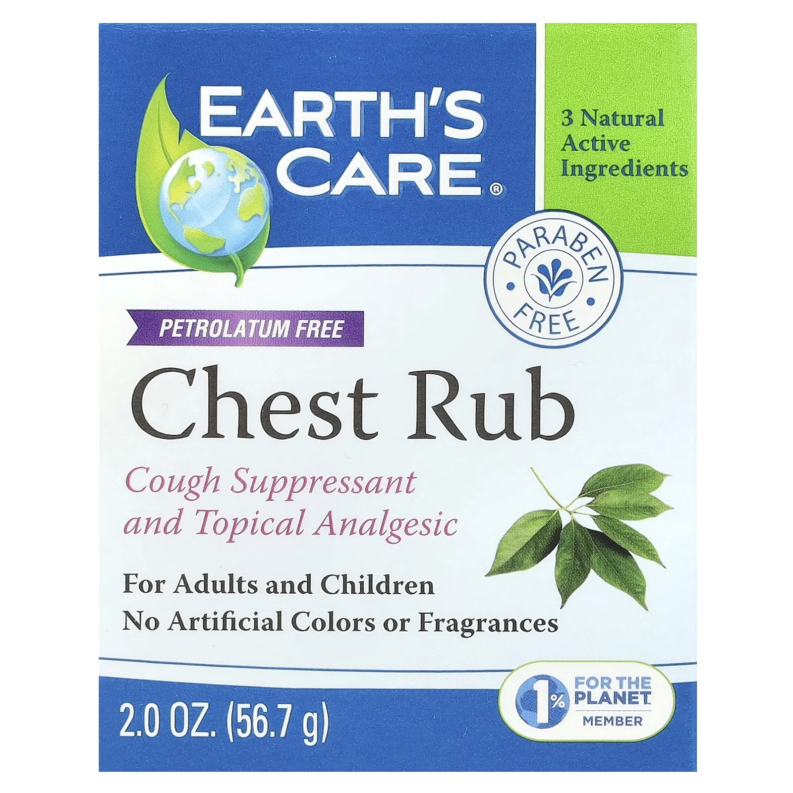 Earth's Care, Средство для растирания груди, 56,7 г (2 унции)